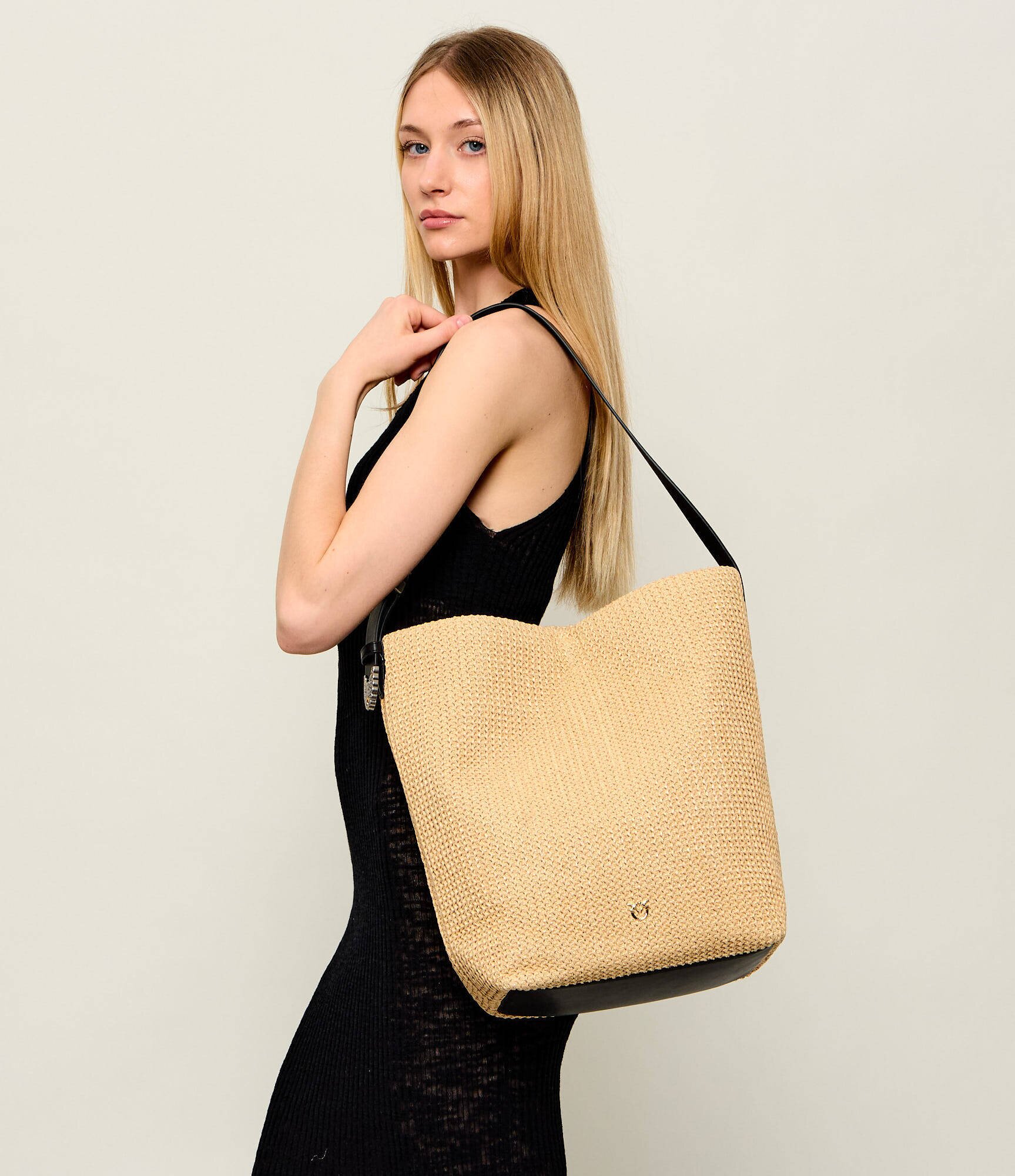 Pinko Geantă shopper Bucket Big Trittico cu adaos de piele