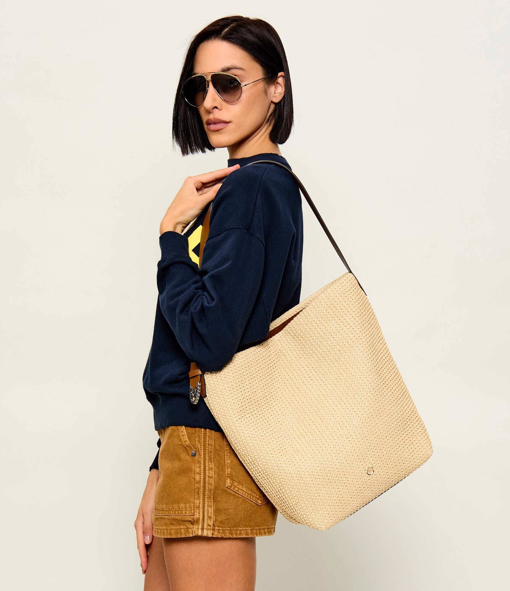 Pinko Geantă shopper BUCKET BIG TRITTICO cu adaos de piele