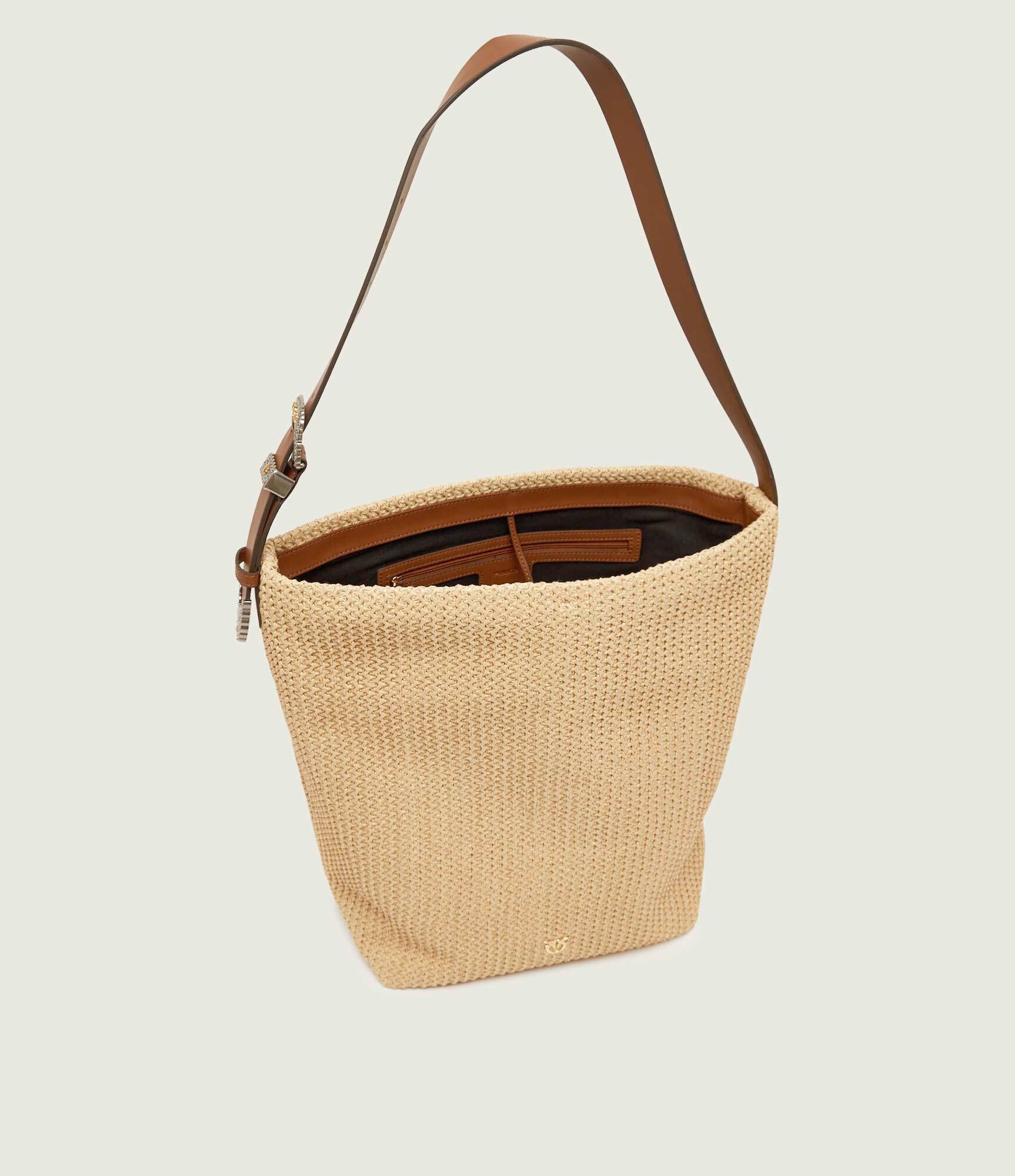Pinko Geantă shopper BUCKET BIG TRITTICO cu adaos de piele