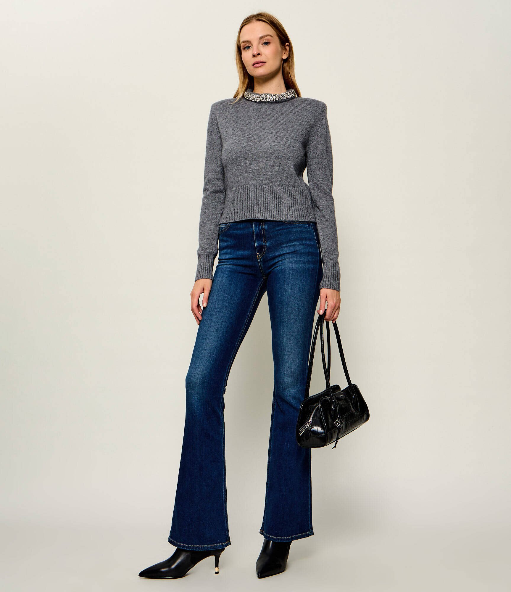 Pinko Guler înalt Berlino | Cropped Fit cu adaos de lână și cașmir