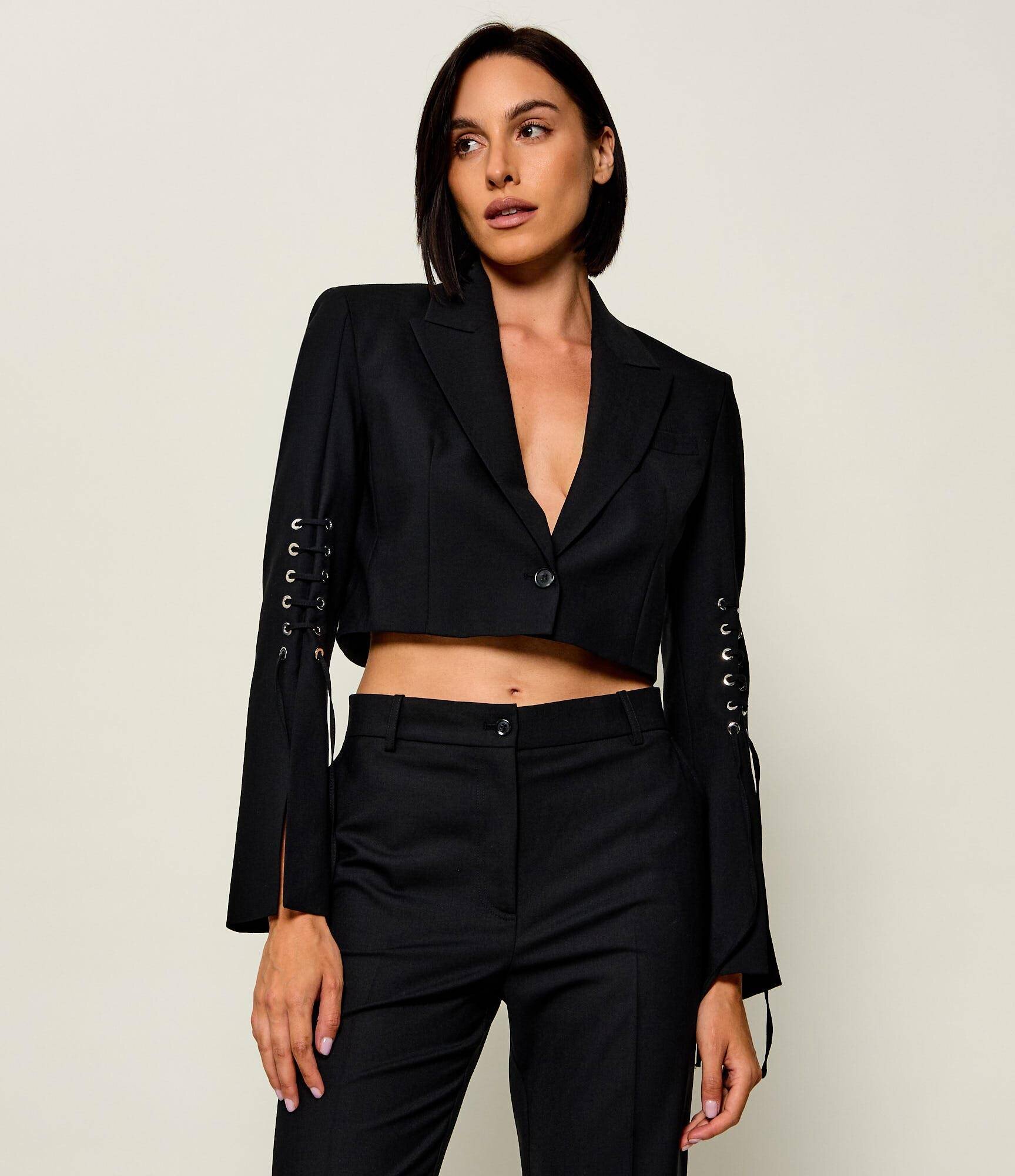 Pinko Jachetă Corvette | Cropped Fit cu adaos de lână
