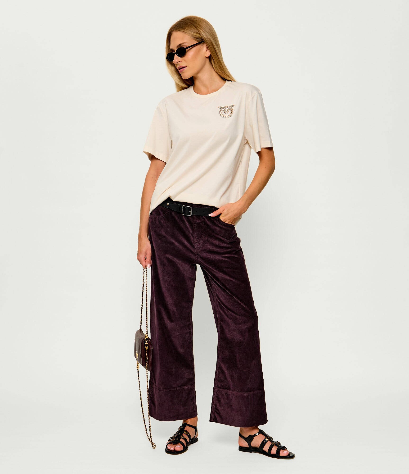 Pinko Pantaloni Cyntia | Relaxed fit | catifea reiată