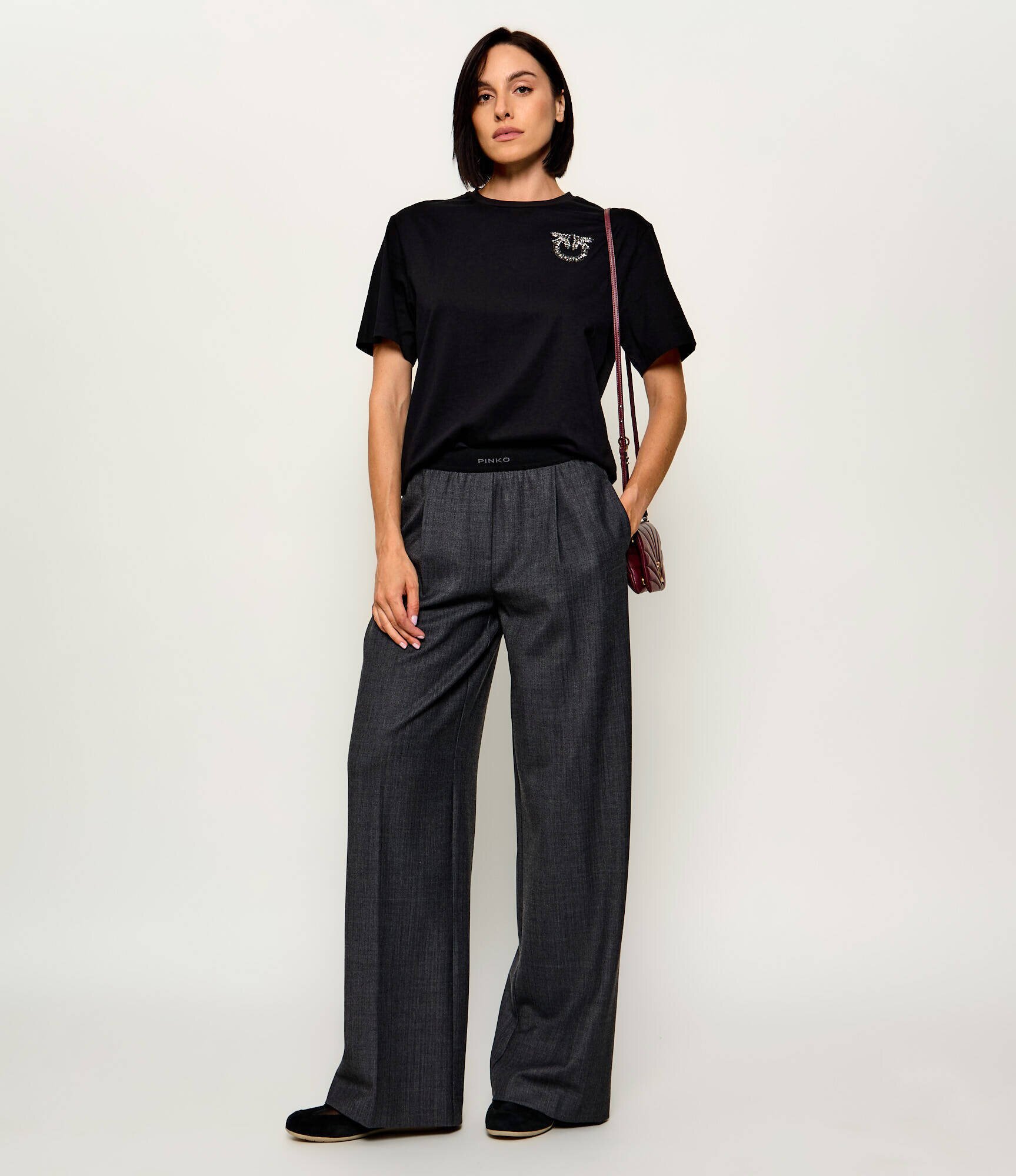 Pinko Pantaloni Phaius | Relaxed fit cu adaos de lână