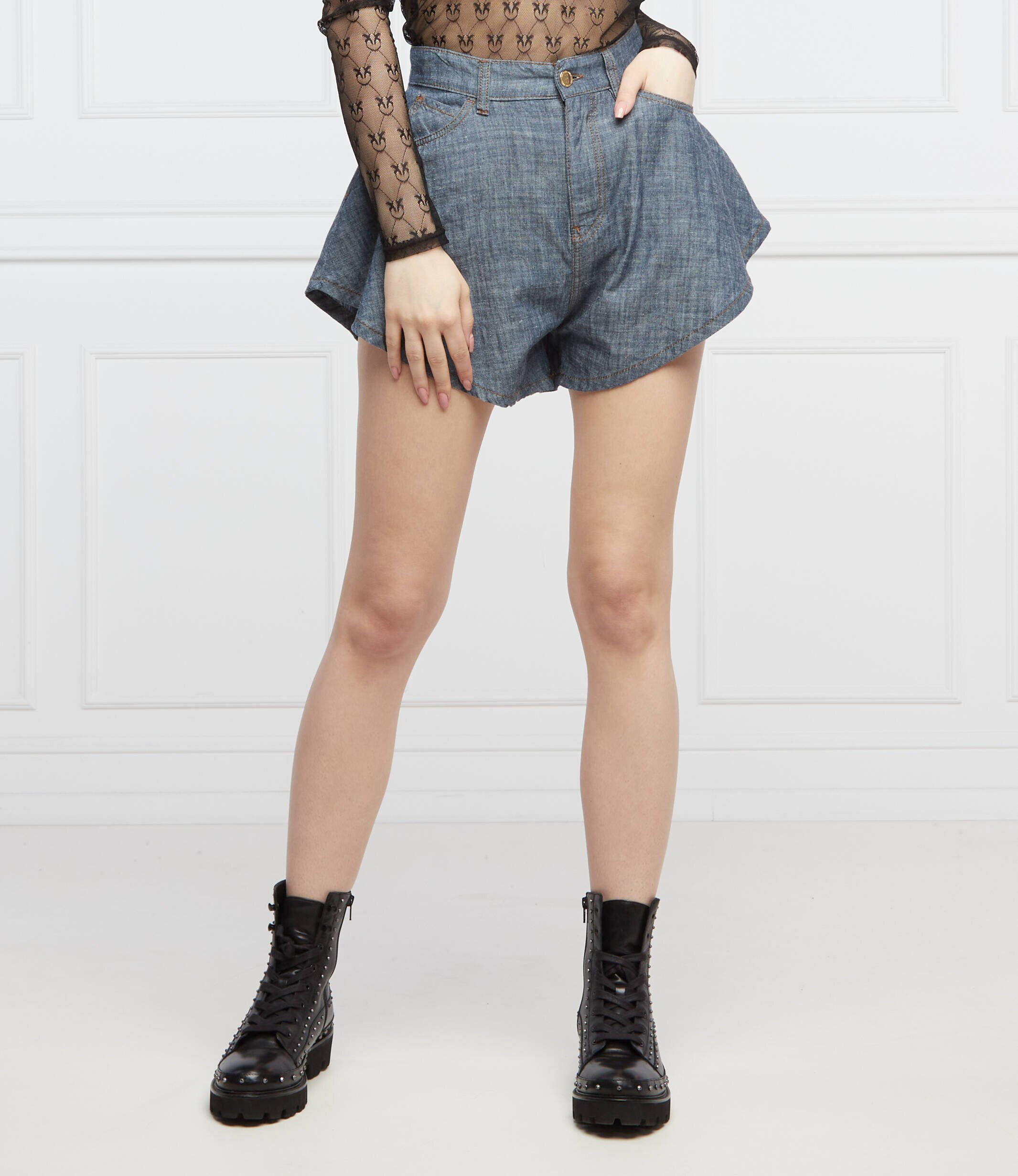 Pinko Pantaloni scurți BETULLA | Regular Fit | cu adaos de in