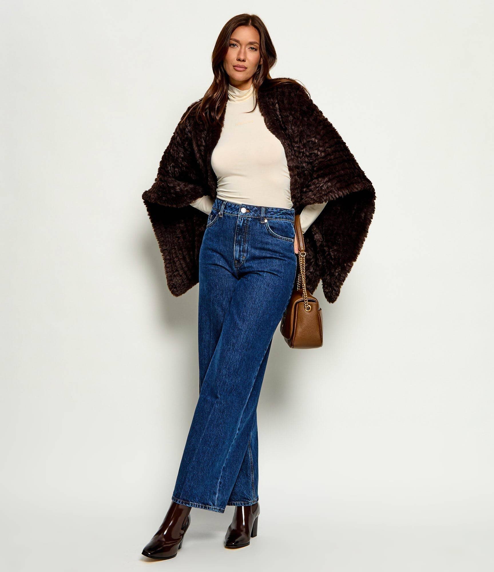 Pinko Poncho Ciliegio | Oversize fit cu adaos de lână