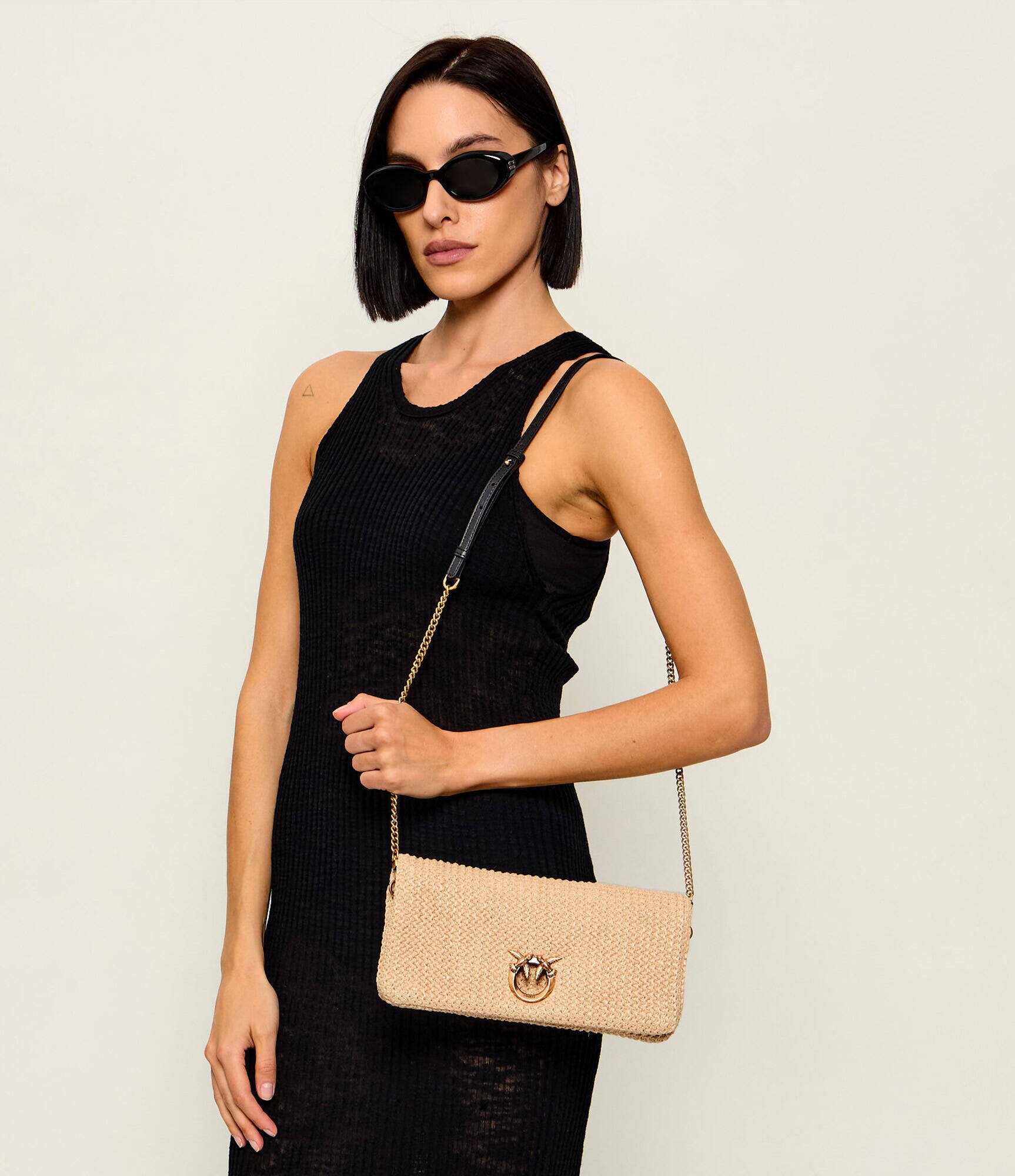 Pinko Poșetă plic CLICK SOFT HORIZONTAL CLASSIC cu adaos de piele
