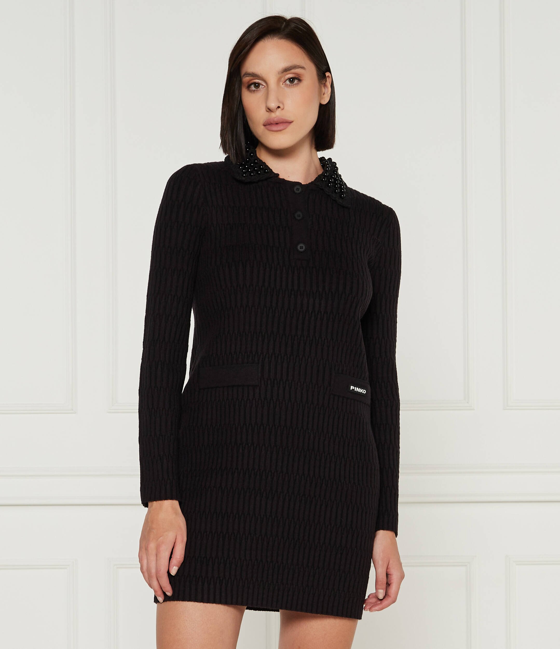 Pinko Rochie YORK CHOCOLATE cu adaos de lână