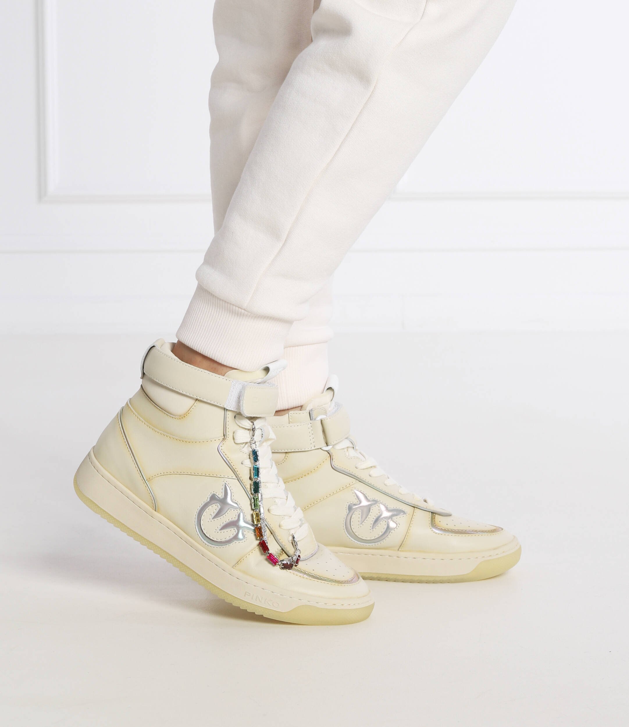 Pinko Sneakers Charentes Basket cu adaos de piele