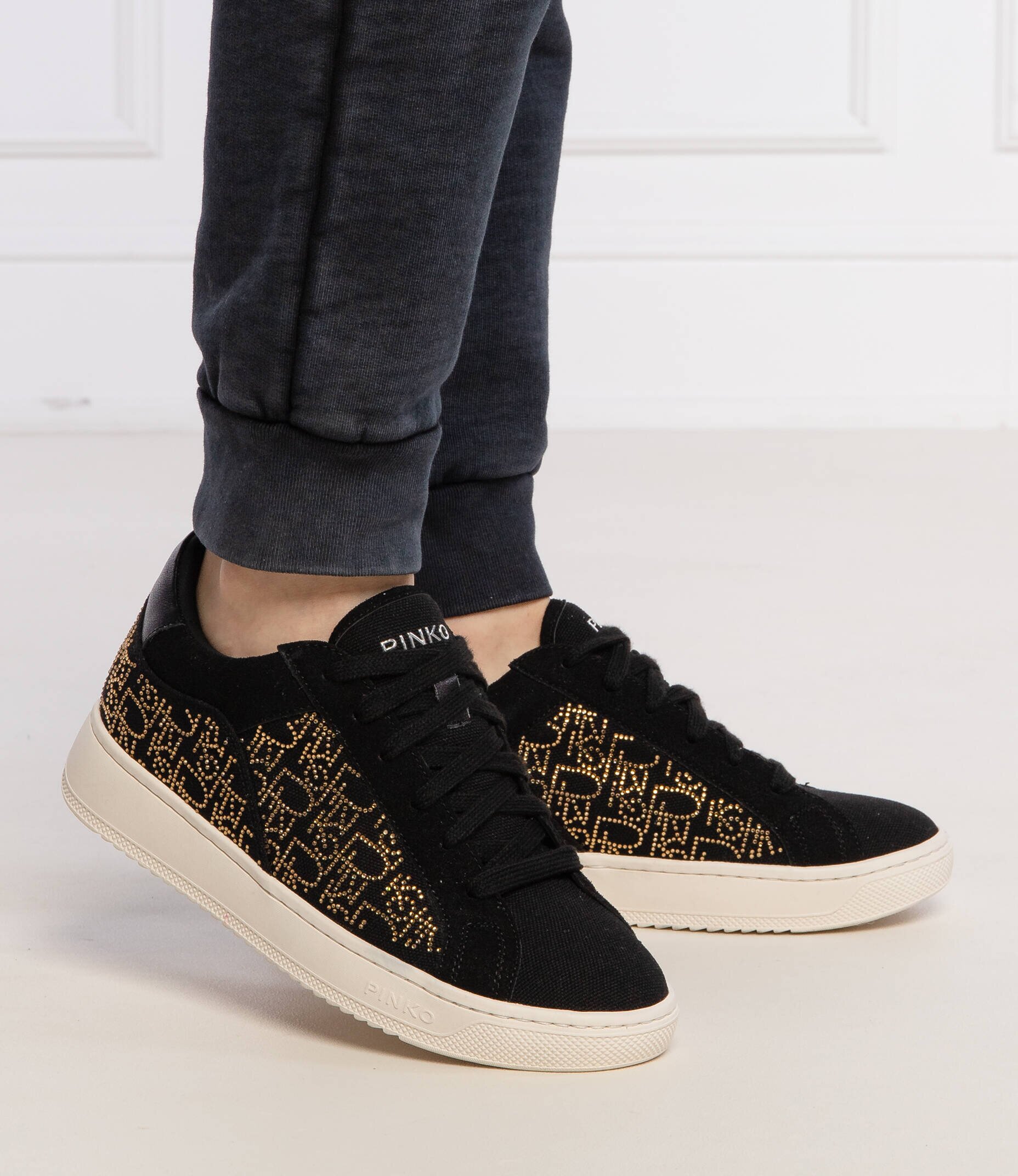 Pinko Sneakers Liquirizia cu adaos de piele