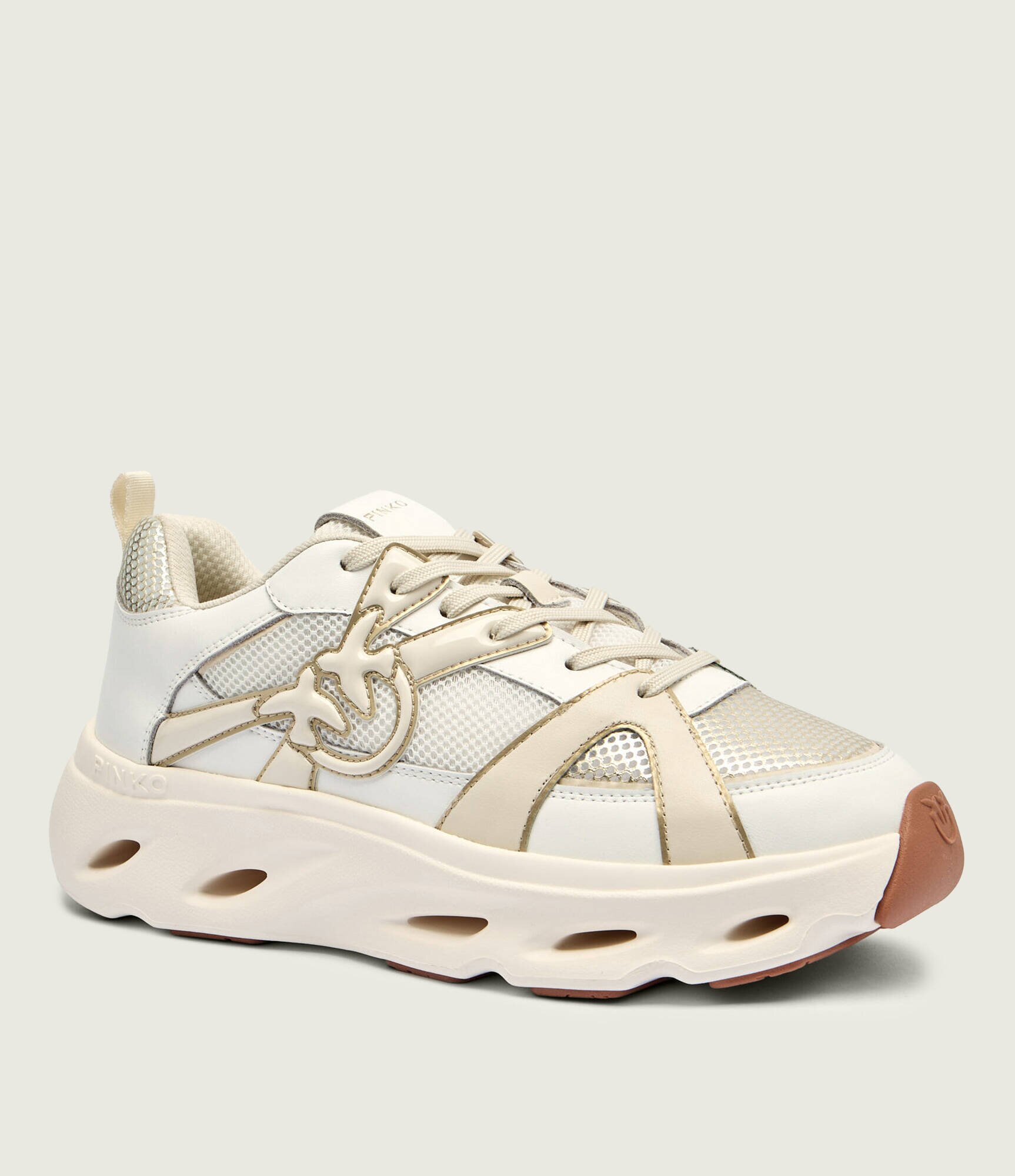 Pinko Sneakers Pink 06 cu adaos de piele