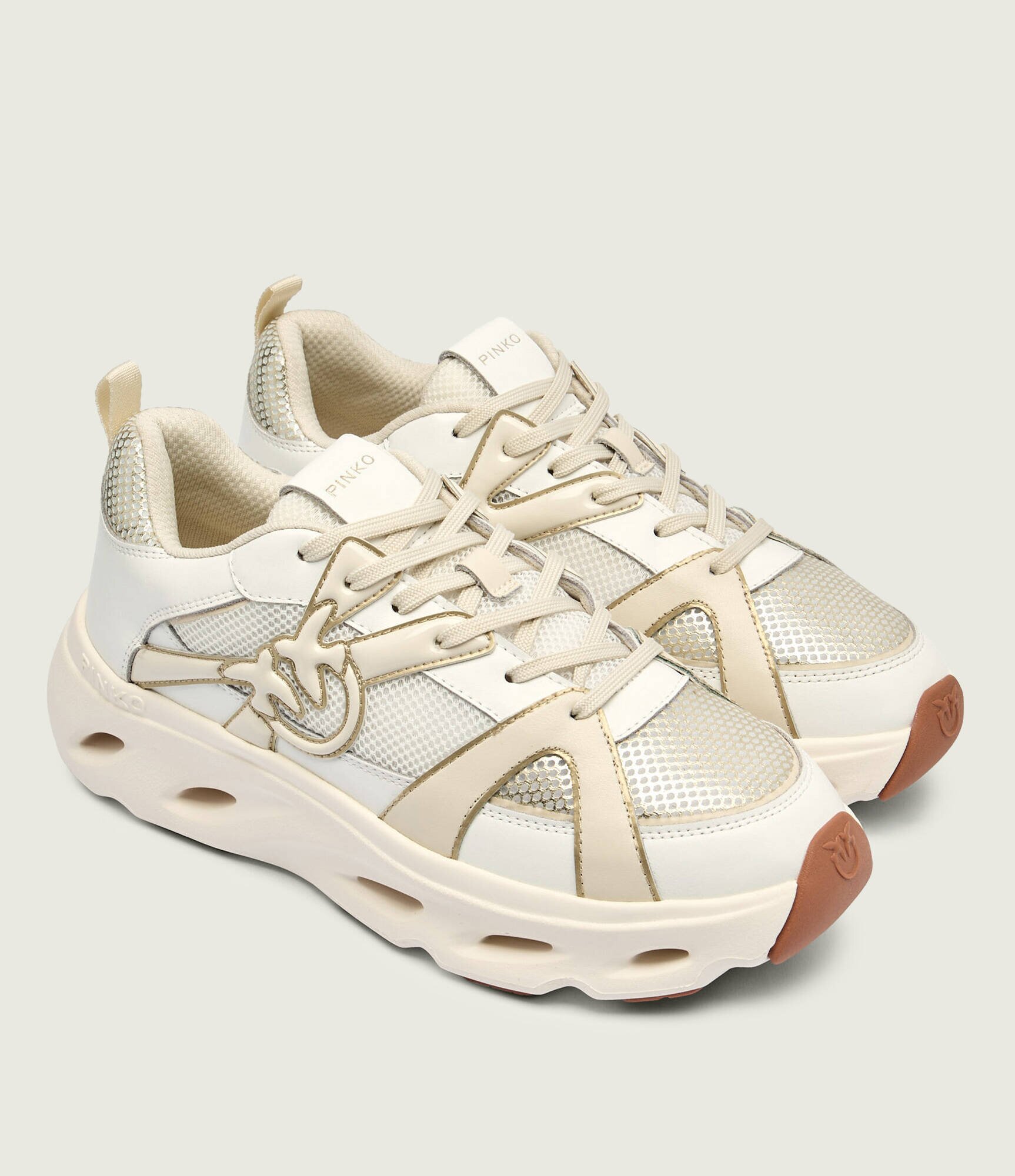 Pinko Sneakers Pink 06 cu adaos de piele