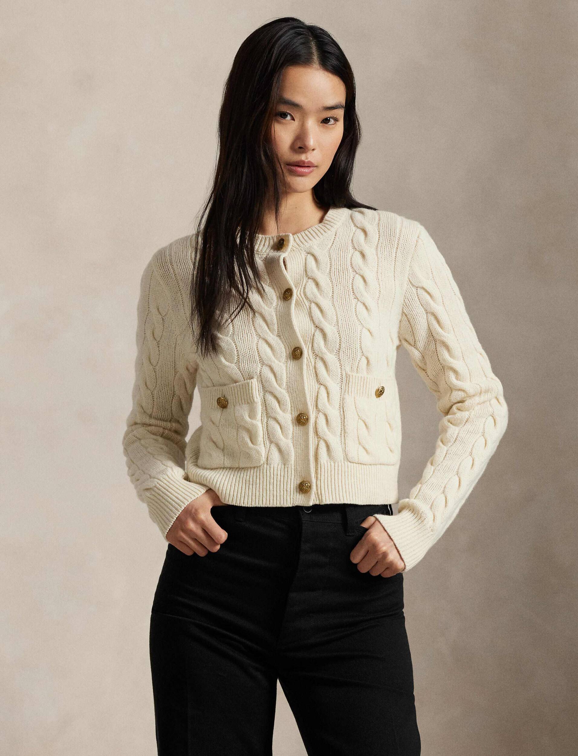 Polo Ralph Lauren De lână cardigan Cable | Cropped Fit cu adaos de cașmir