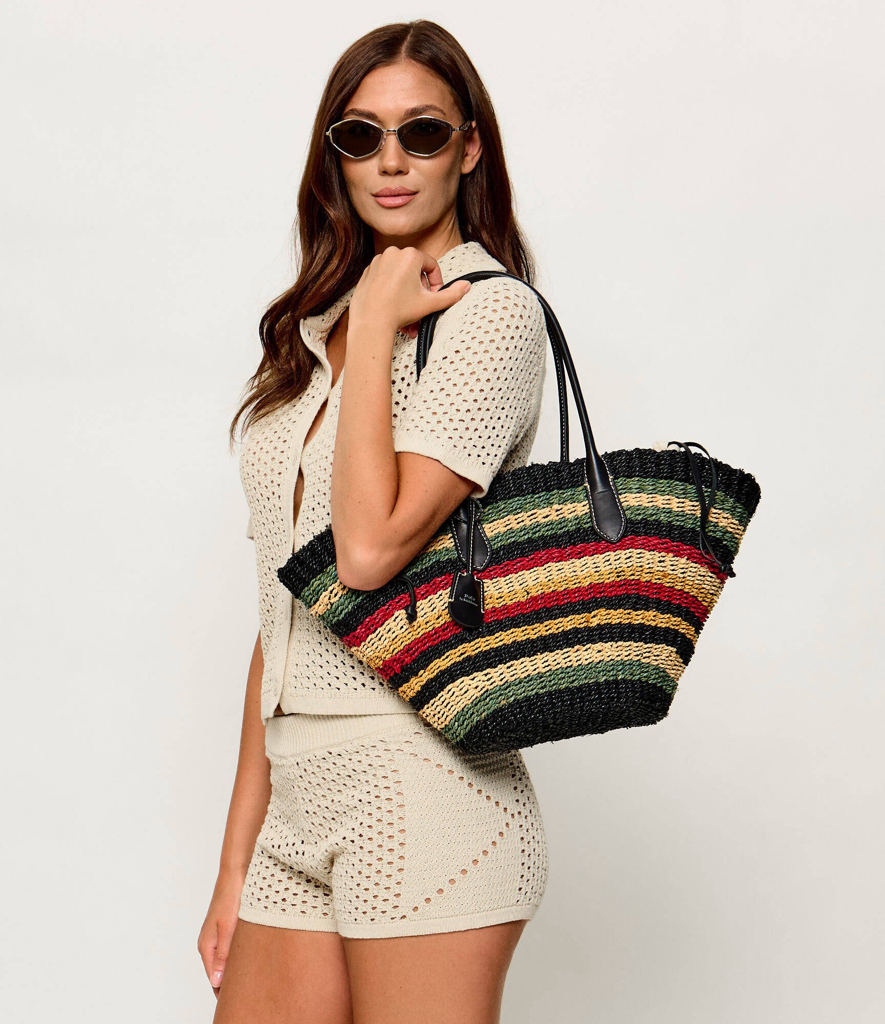 Polo Ralph Lauren Geantă de plajă Bellport cu adaos de piele