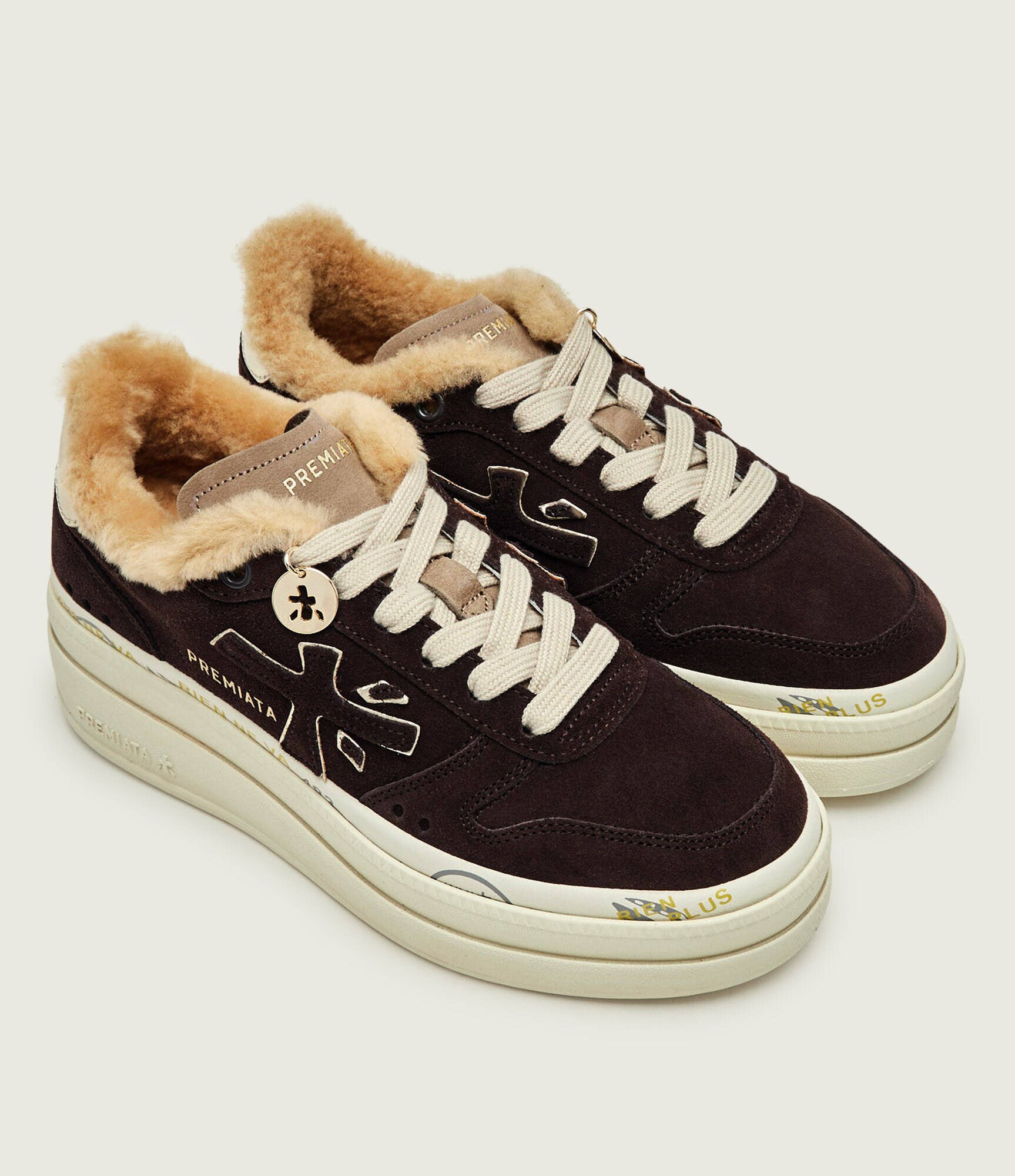 Premiata Sneakers Micol | piele întoarsă (zamsz) | cu adaos de lână | shearling