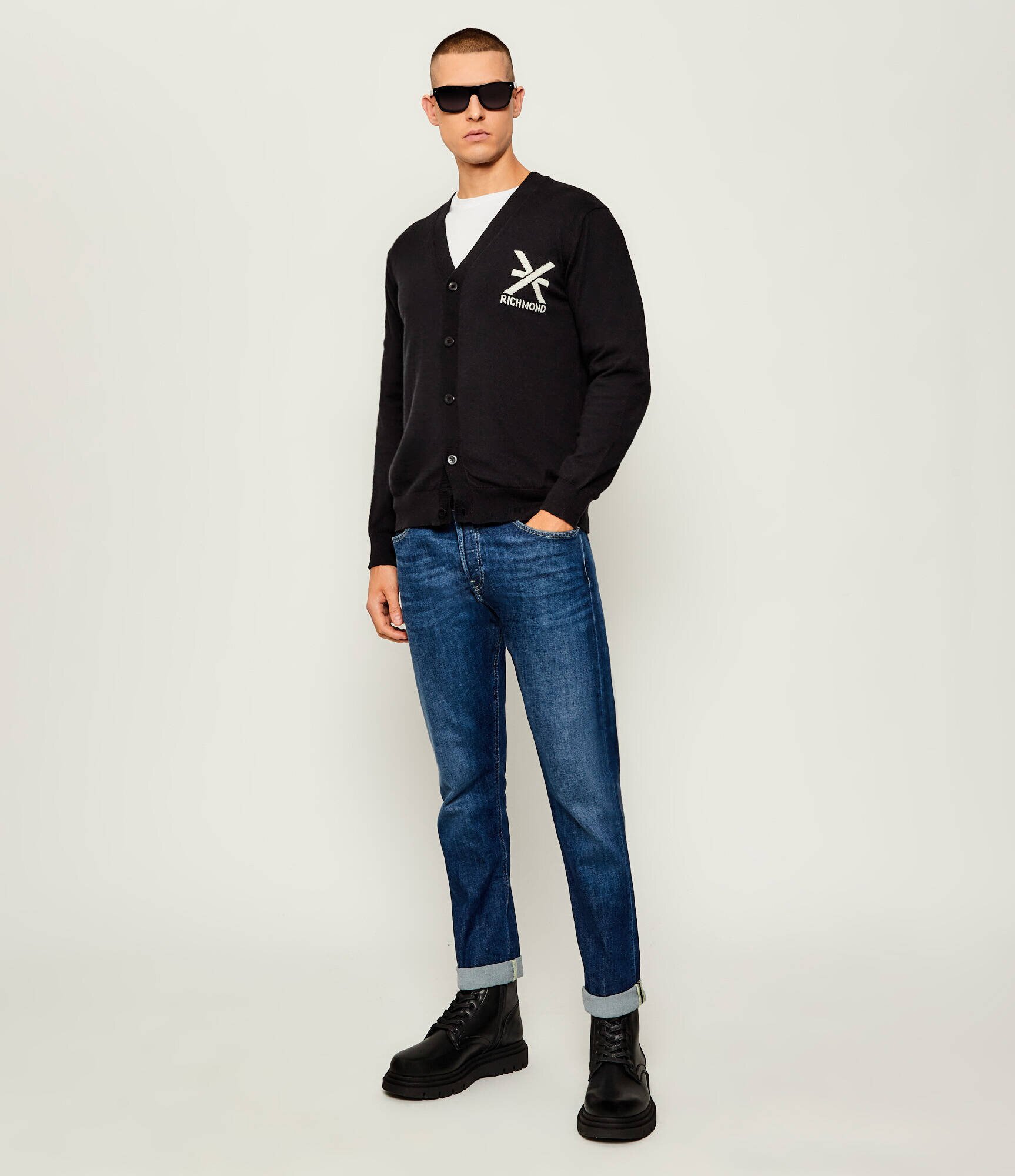 Richmond X Cardigan BEJENA | regular fit cu adaos de lână