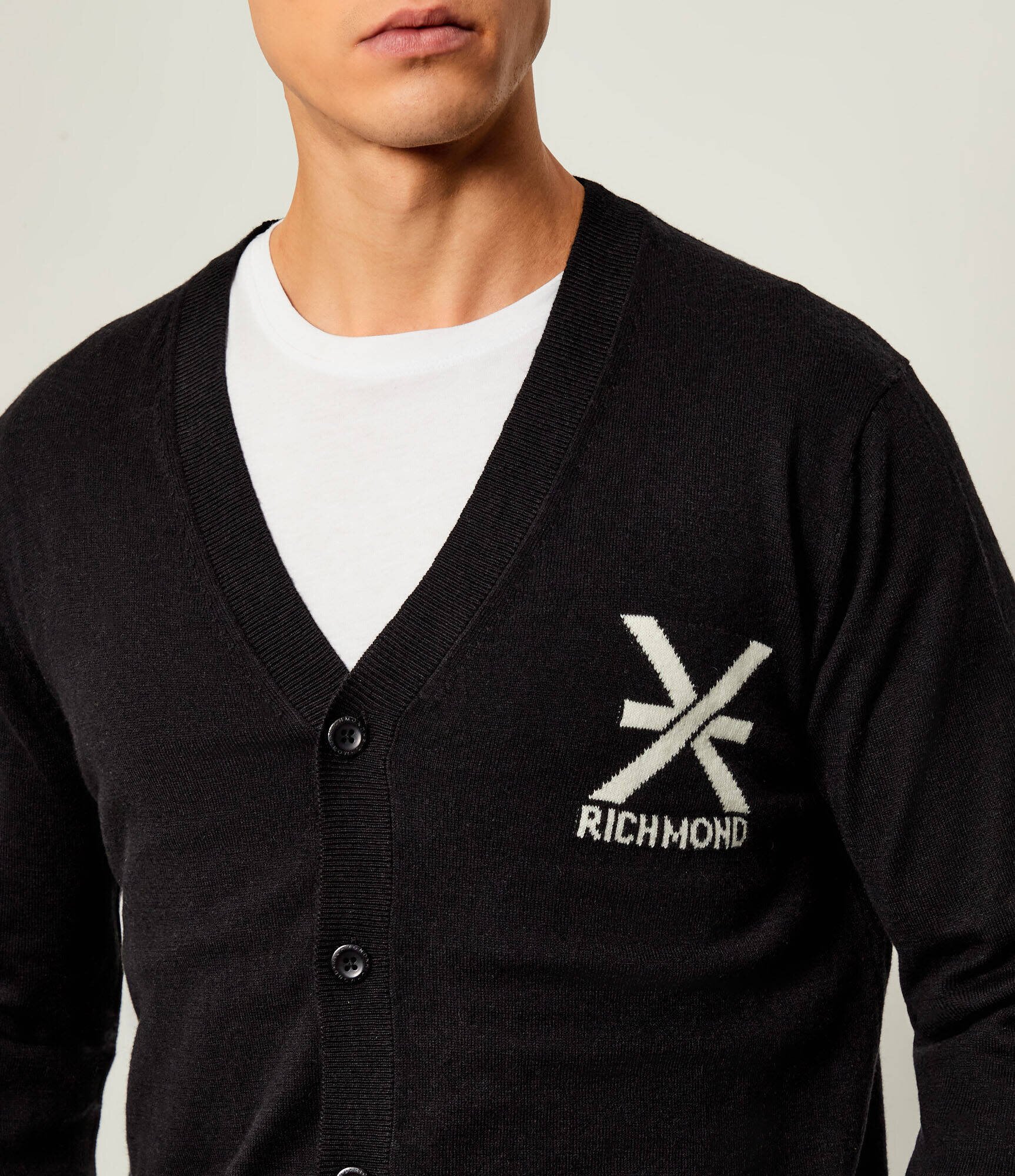 Richmond X Cardigan BEJENA | regular fit cu adaos de lână