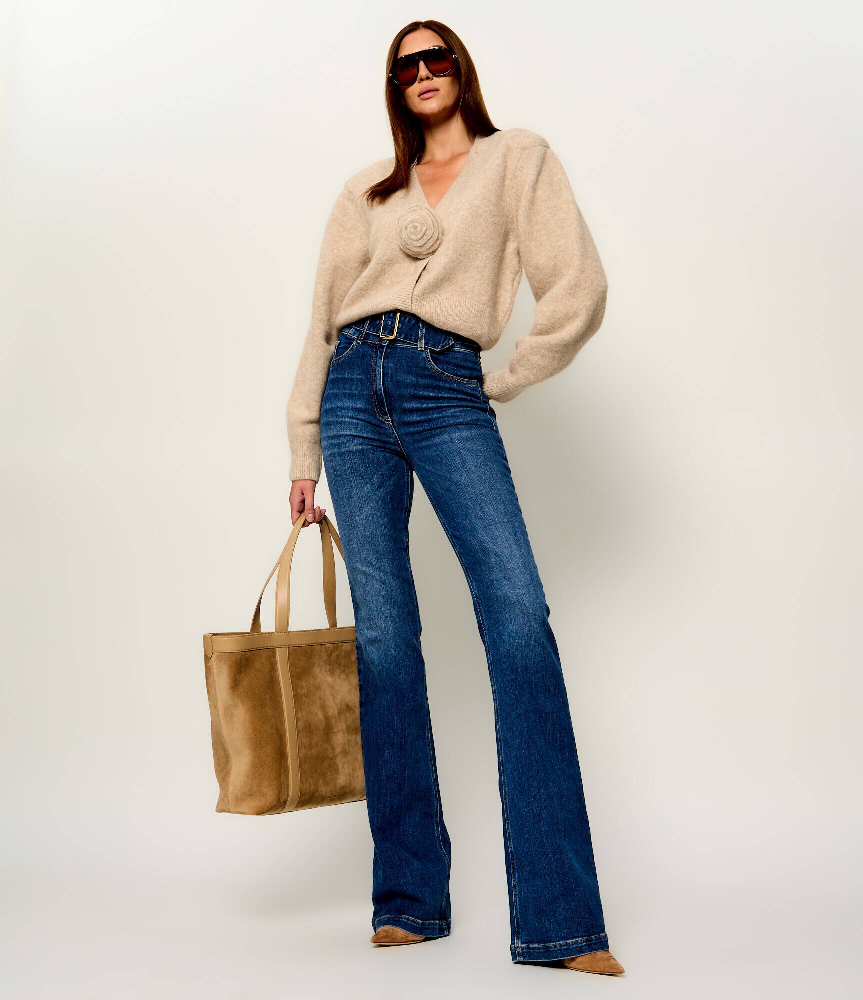 ROTATE De lână cardigan Flower | Cropped Fit