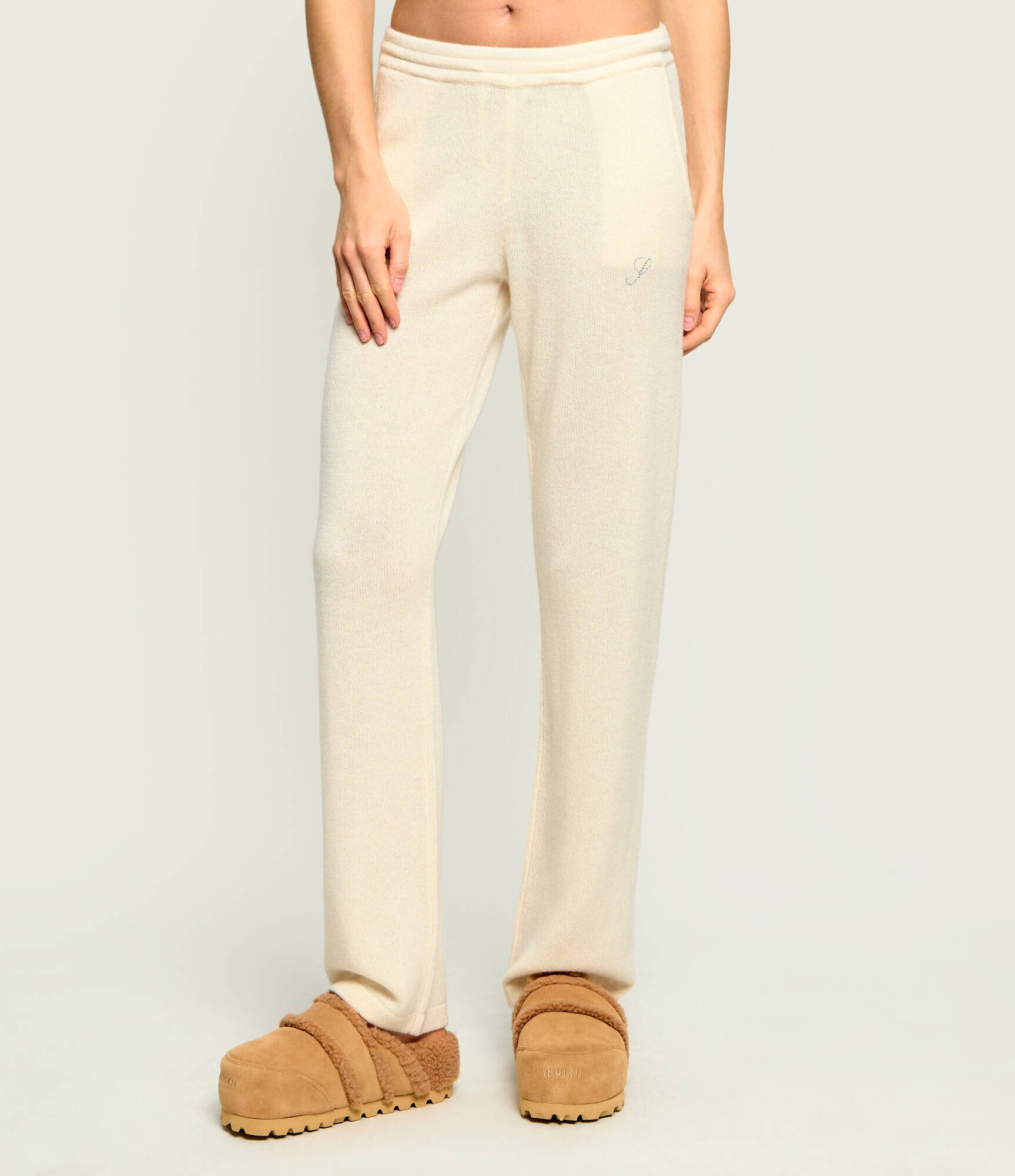 Sporty&Rich De cașmir pantaloni de tricot Ivana | regular fit cu adaos de lână