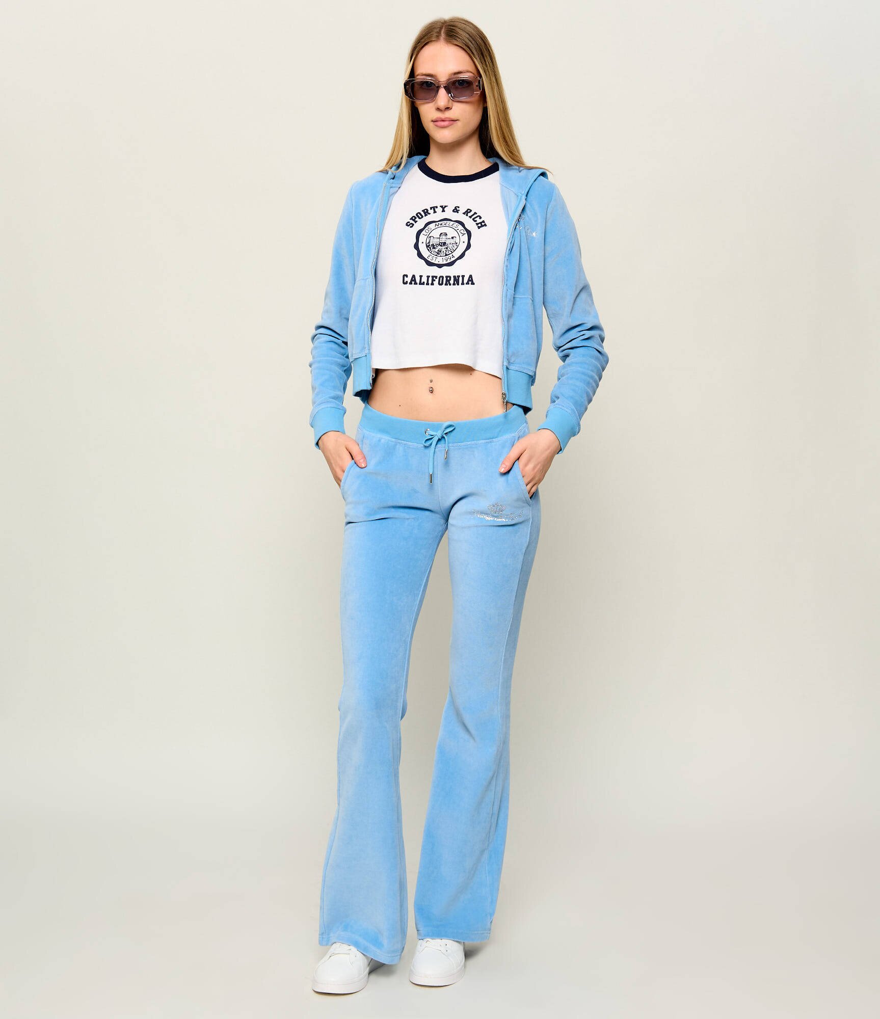 Sporty&Rich Tricou California Emblem Soft Ringer | Cropped Fit