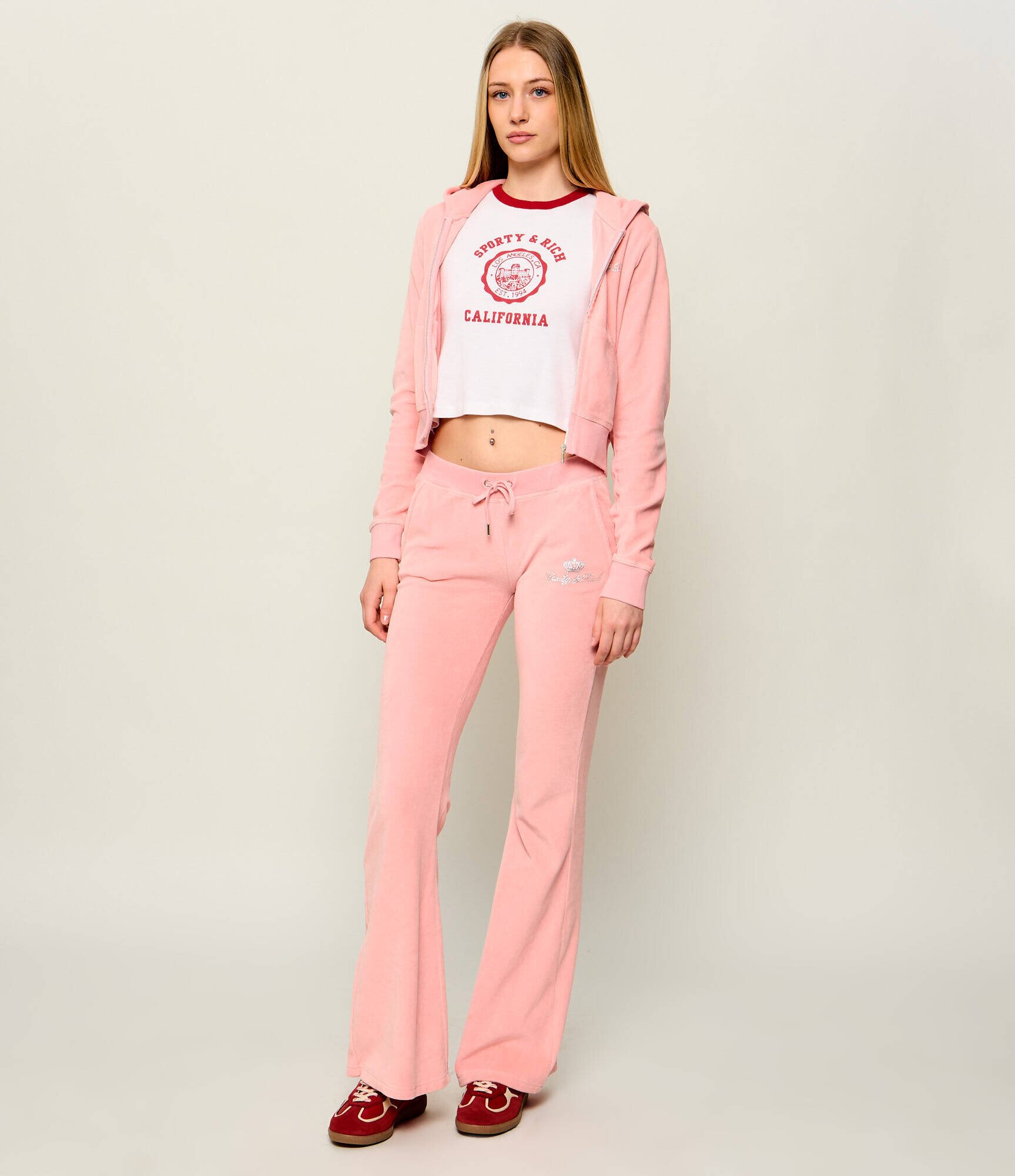 Sporty&Rich Tricou California Emblem Soft Ringer | Cropped Fit