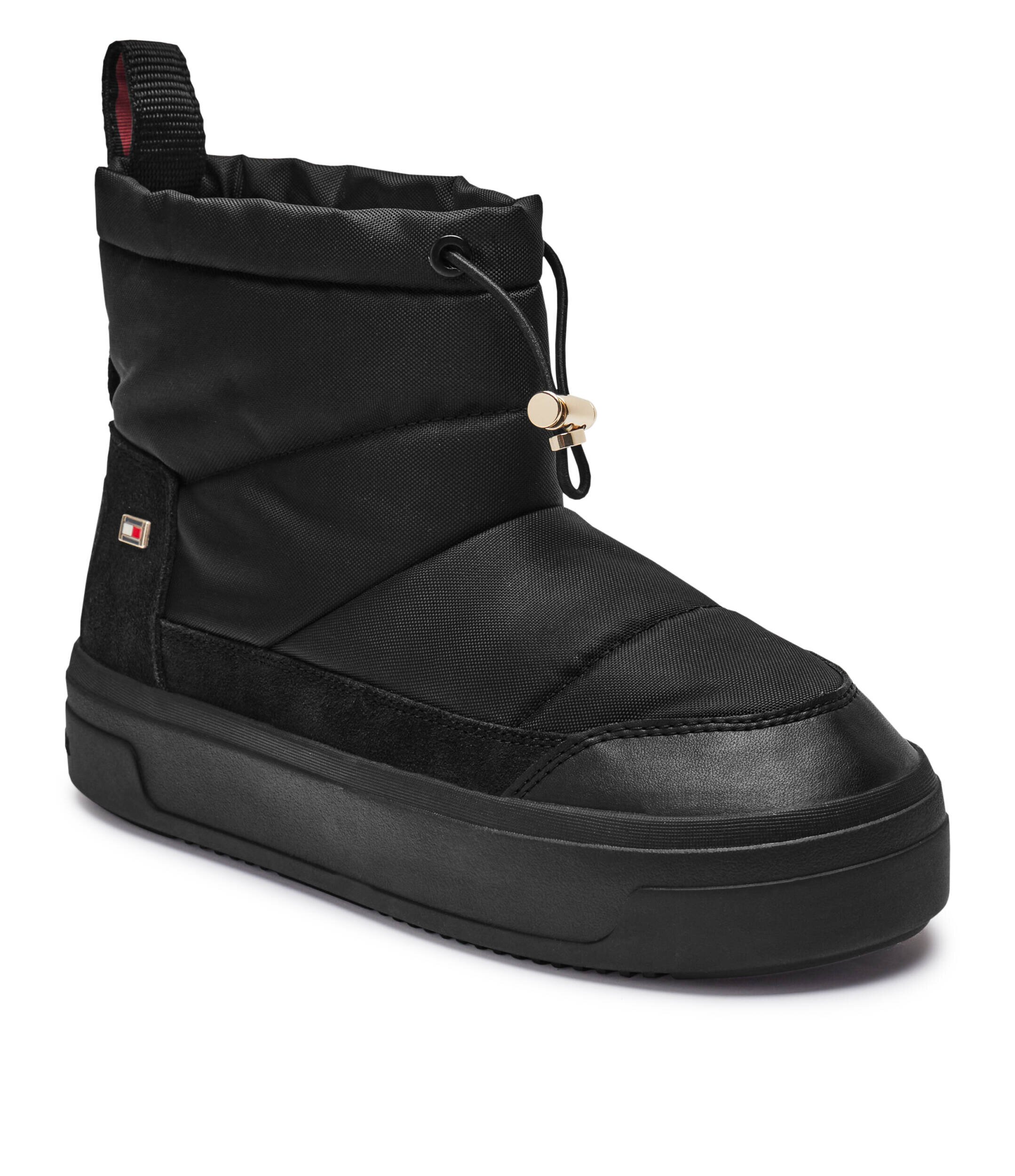 Tommy Hilfiger Bocanci Flag Nylon Mini Snowboot cu adaos de piele
