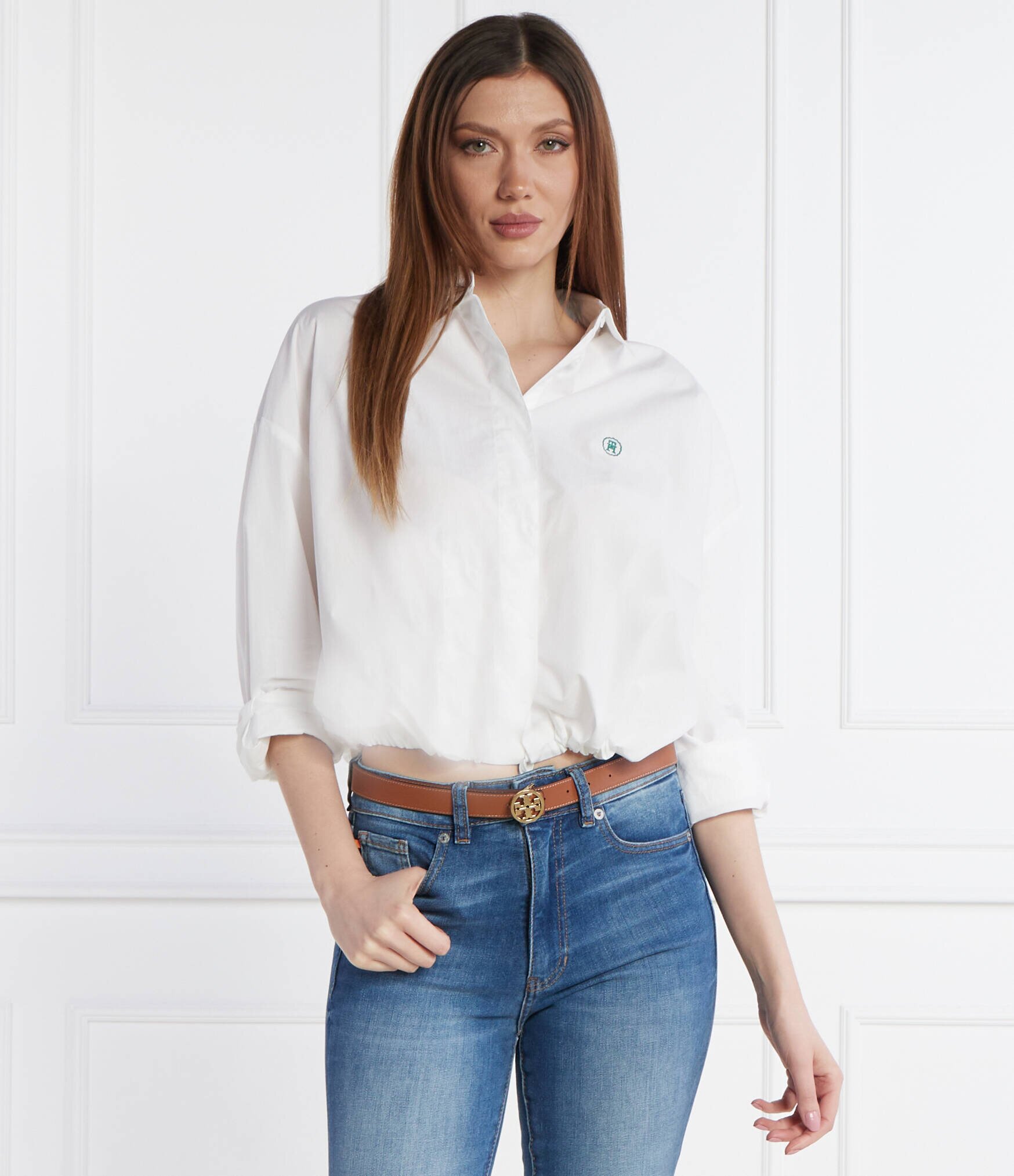 Tommy Hilfiger Cămașă SMD BLOUSON DRAWSTRING | Cropped Fit