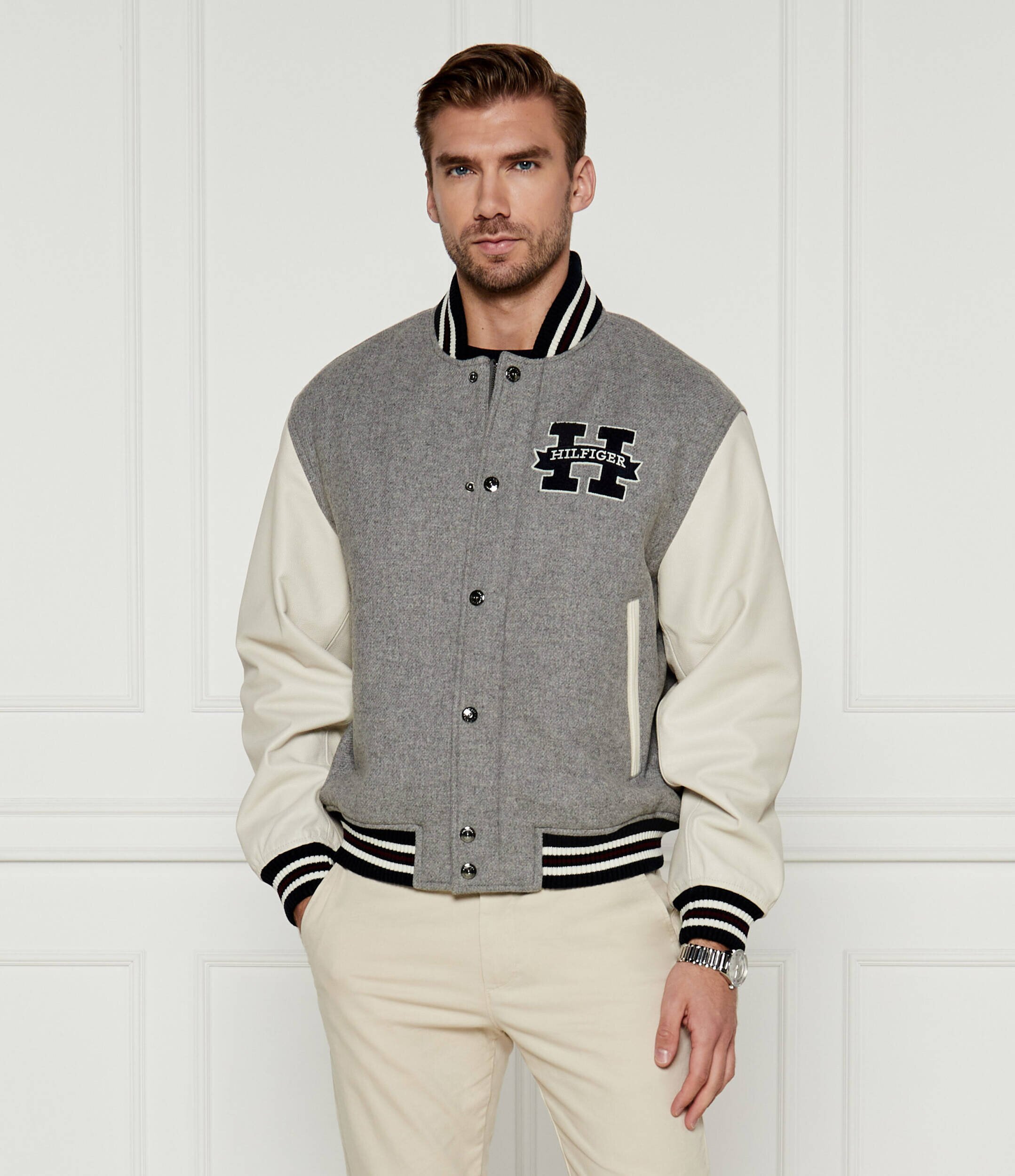 Tommy Hilfiger De lână geacă | Regular Fit cu adaos de piele