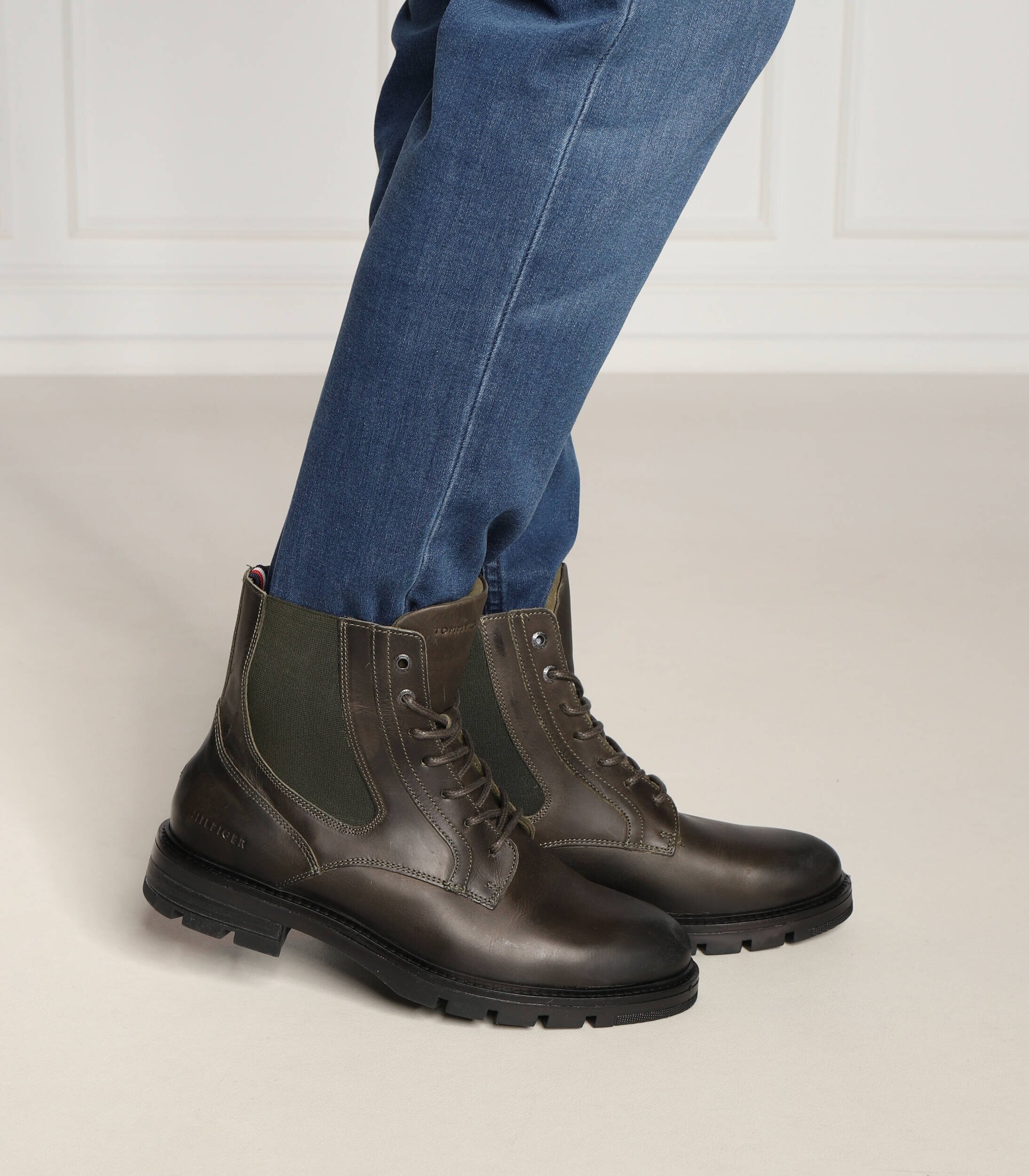 Tommy Hilfiger De piele ghete chelsea LACE UP