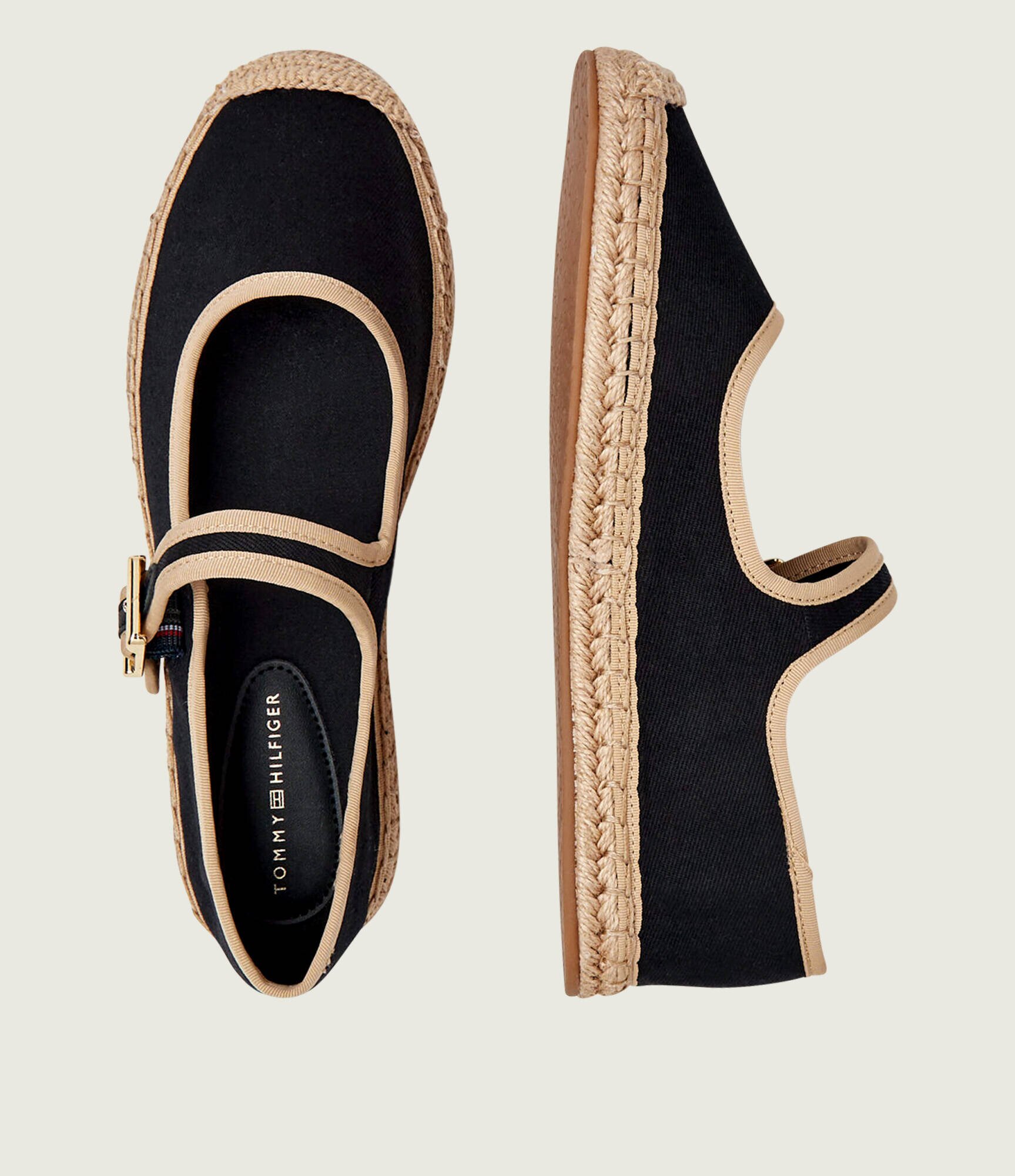 Tommy Hilfiger Espadrile Buckle Mary Jane cu adaos de piele