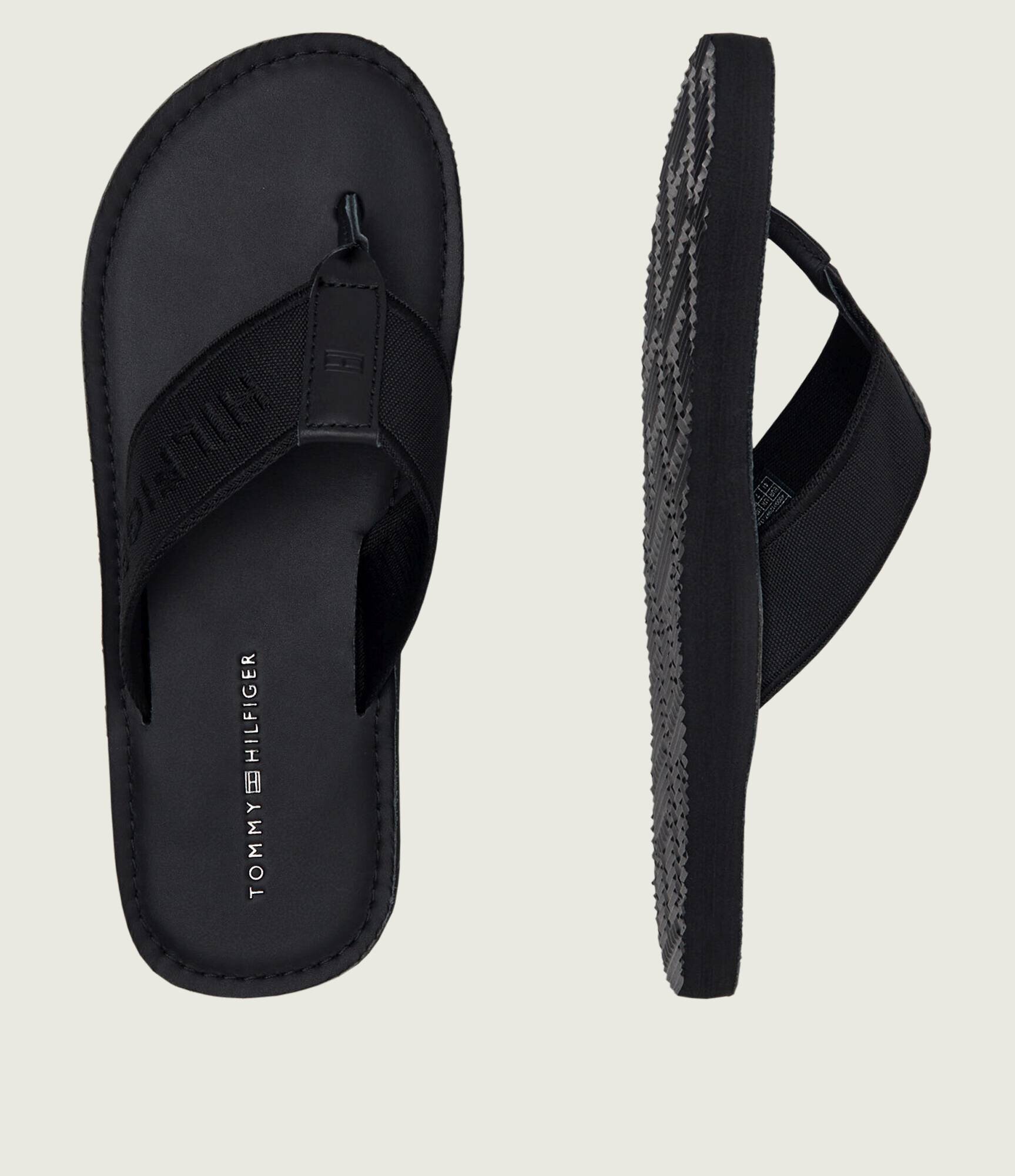 Tommy Hilfiger Flip flops cu adaos de piele