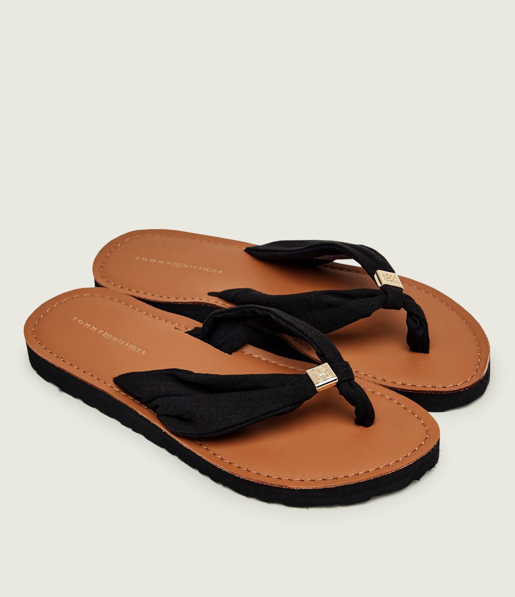 Tommy Hilfiger Flip flops cu adaos de piele