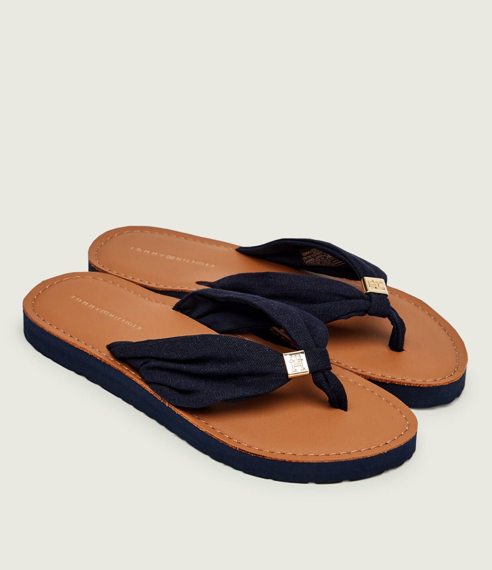 Tommy Hilfiger Flip flops cu adaos de piele