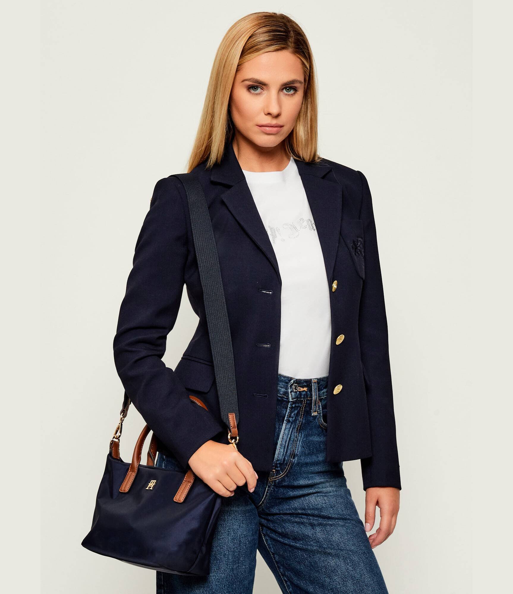 Tommy Hilfiger Geantă pe umăr Popette cu adaos de piele