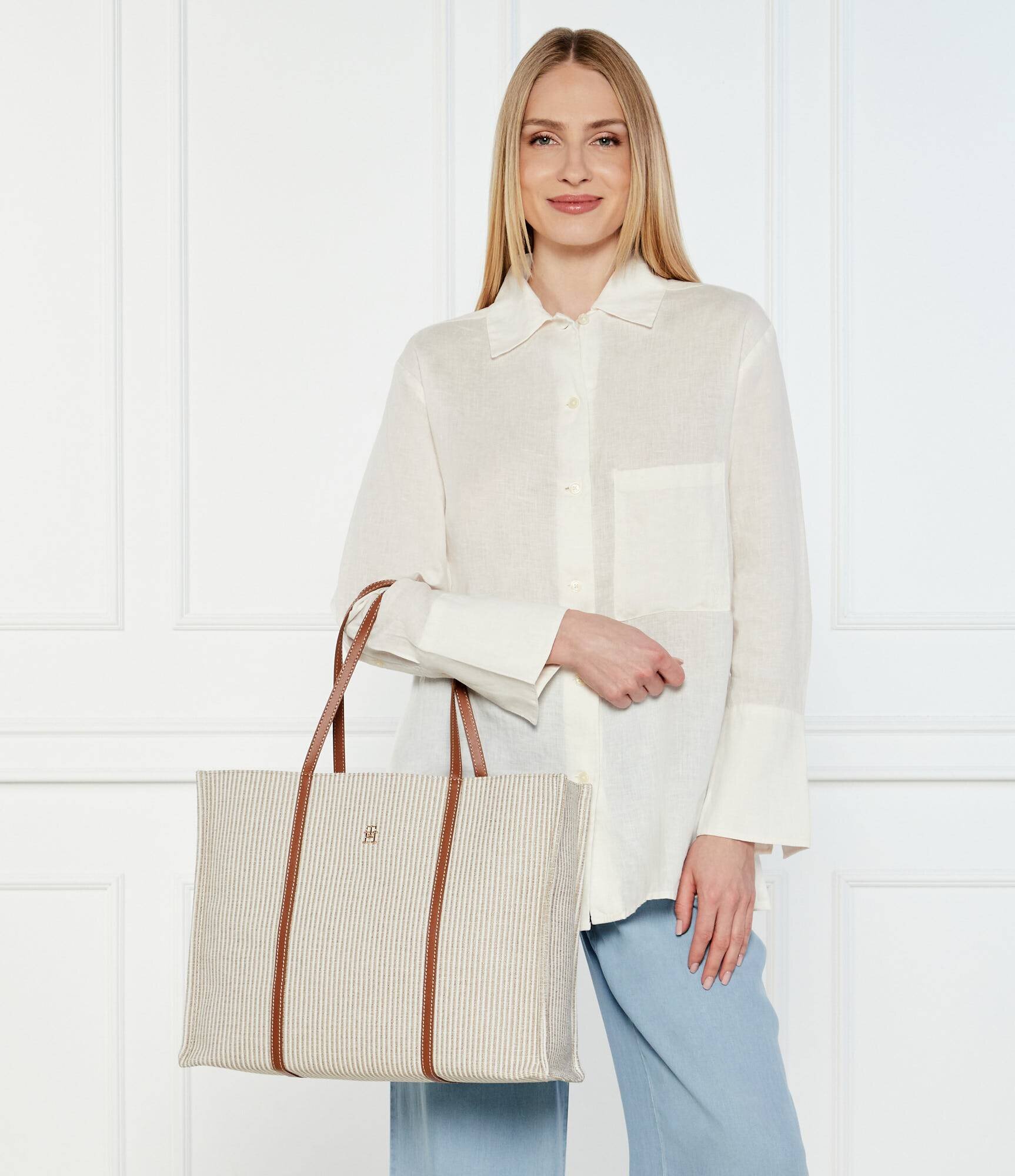 Tommy Hilfiger Geantă shopper cu adaos de piele
