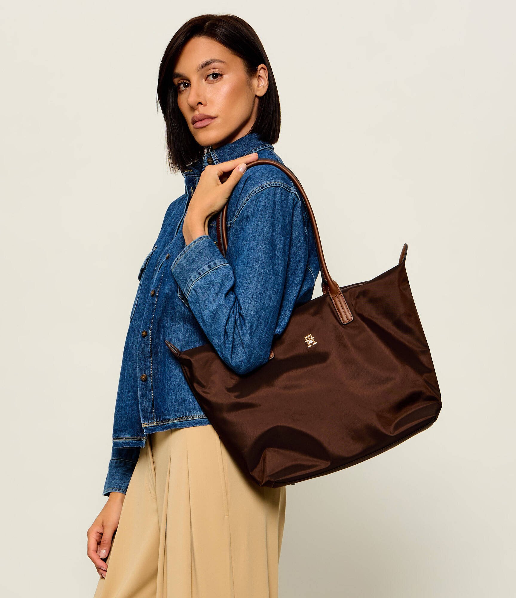 Tommy Hilfiger Geantă shopper Popette cu adaos de piele
