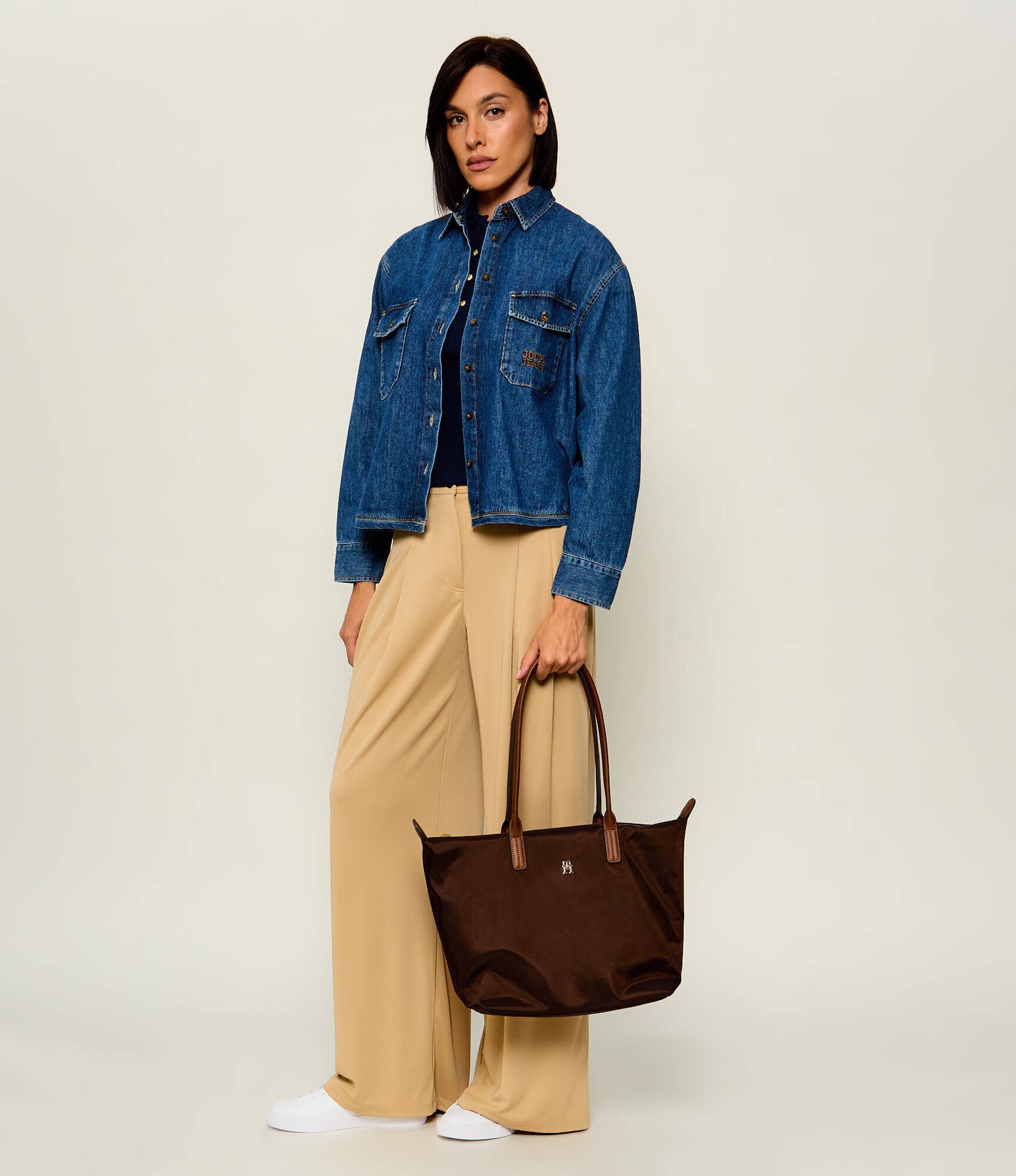 Tommy Hilfiger Geantă shopper Popette cu adaos de piele