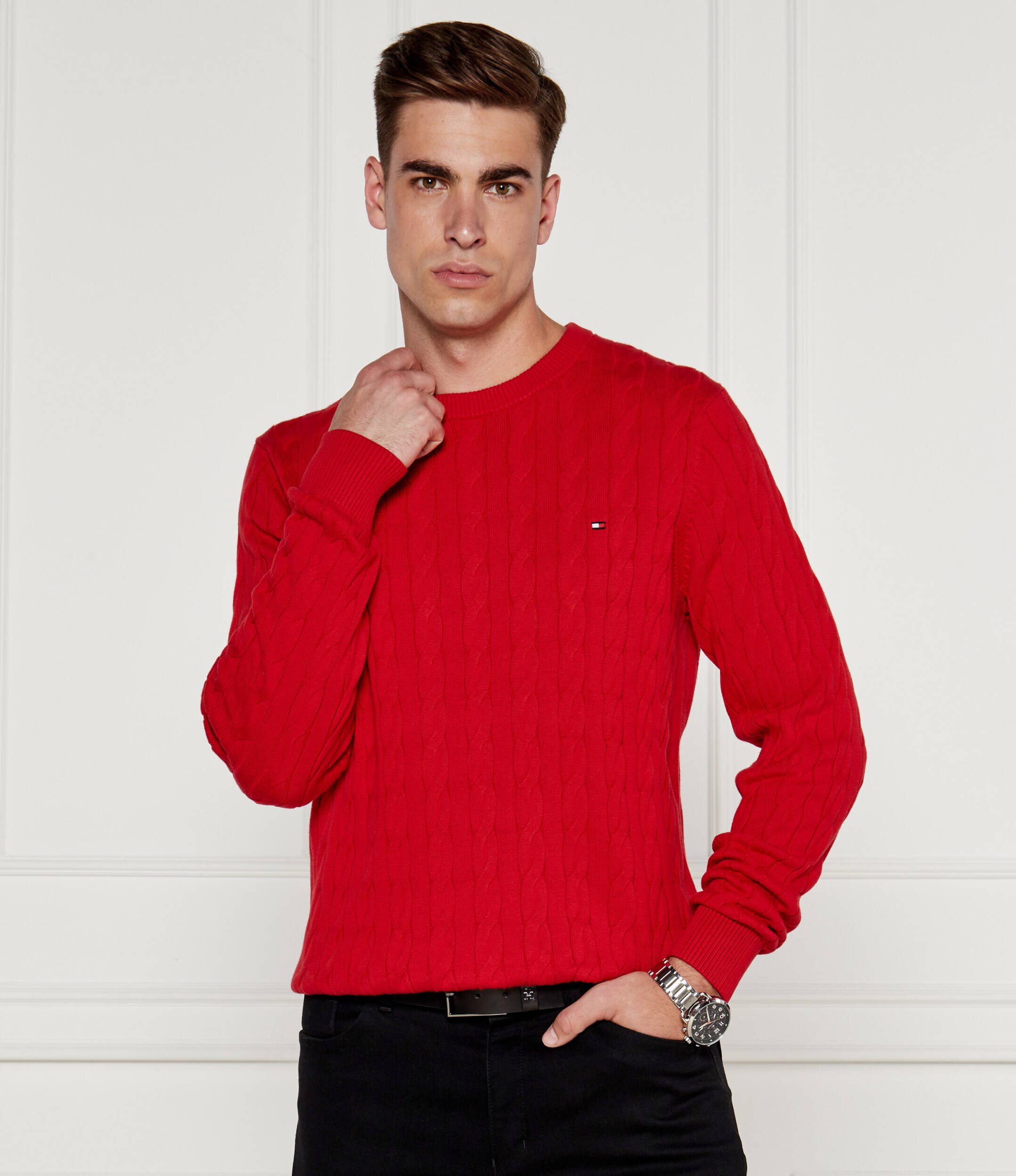 Tommy Hilfiger Pulover CLASSIC CABLE TH x F.C. Liverpool | regular fit