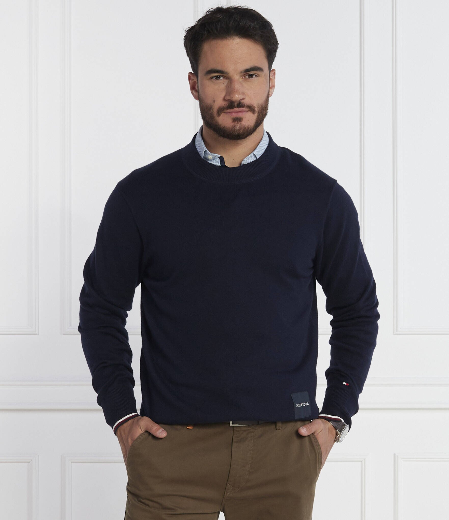Tommy Hilfiger Pulover MONOTYPE GS TIPPED | Regular Fit cu adaos de mătase