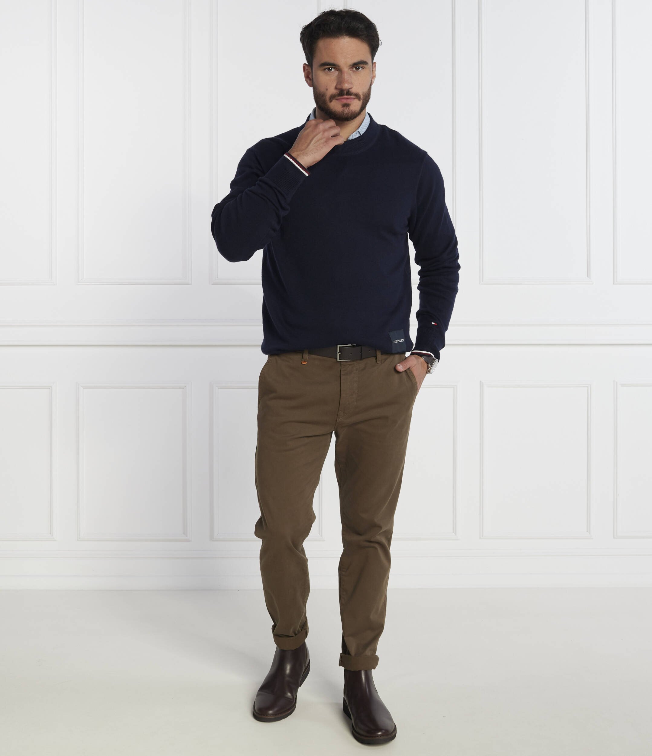 Tommy Hilfiger Pulover MONOTYPE GS TIPPED | Regular Fit cu adaos de mătase