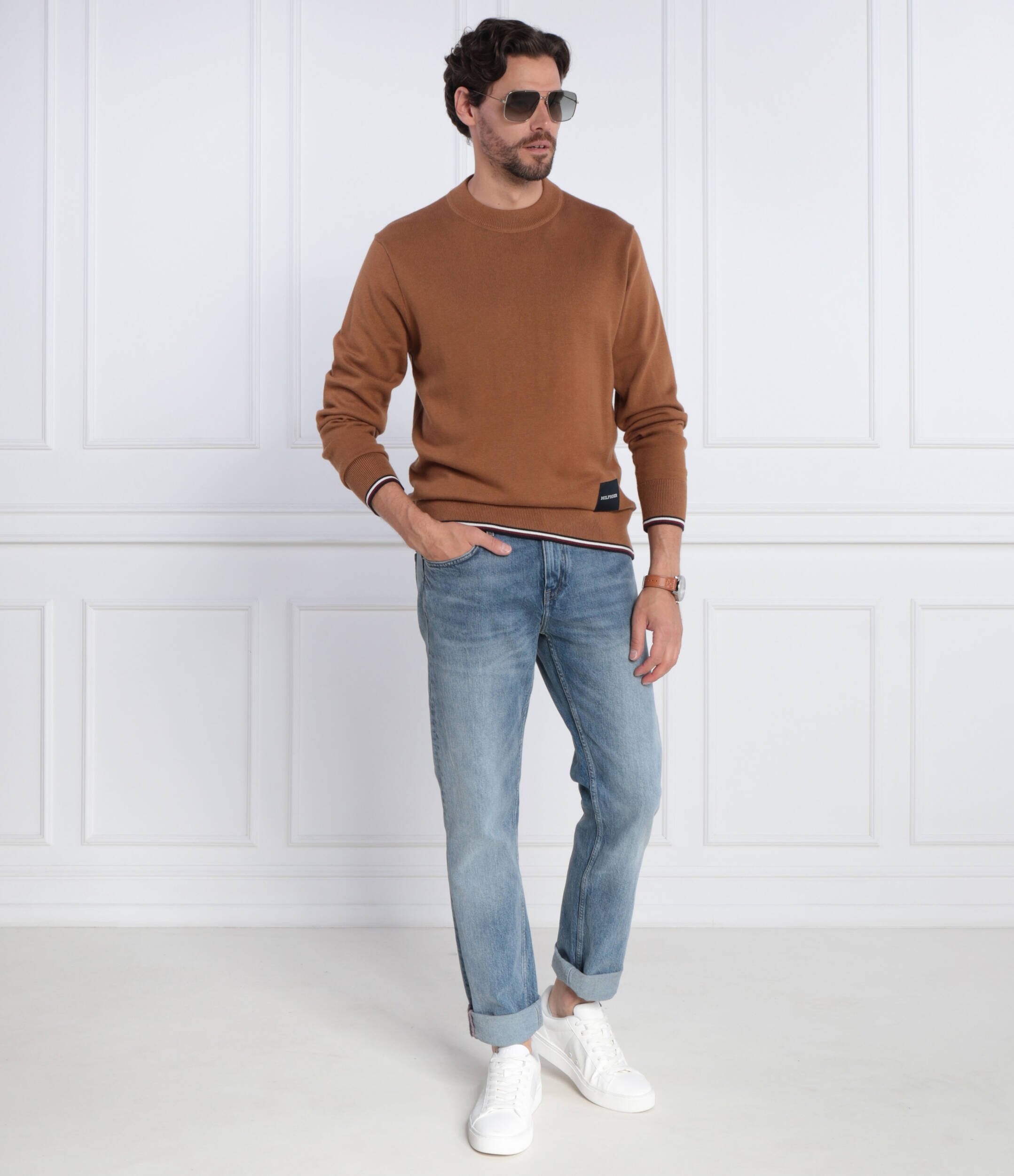 Tommy Hilfiger Pulover MONOTYPE GS TIPPED | Regular Fit cu adaos de mătase