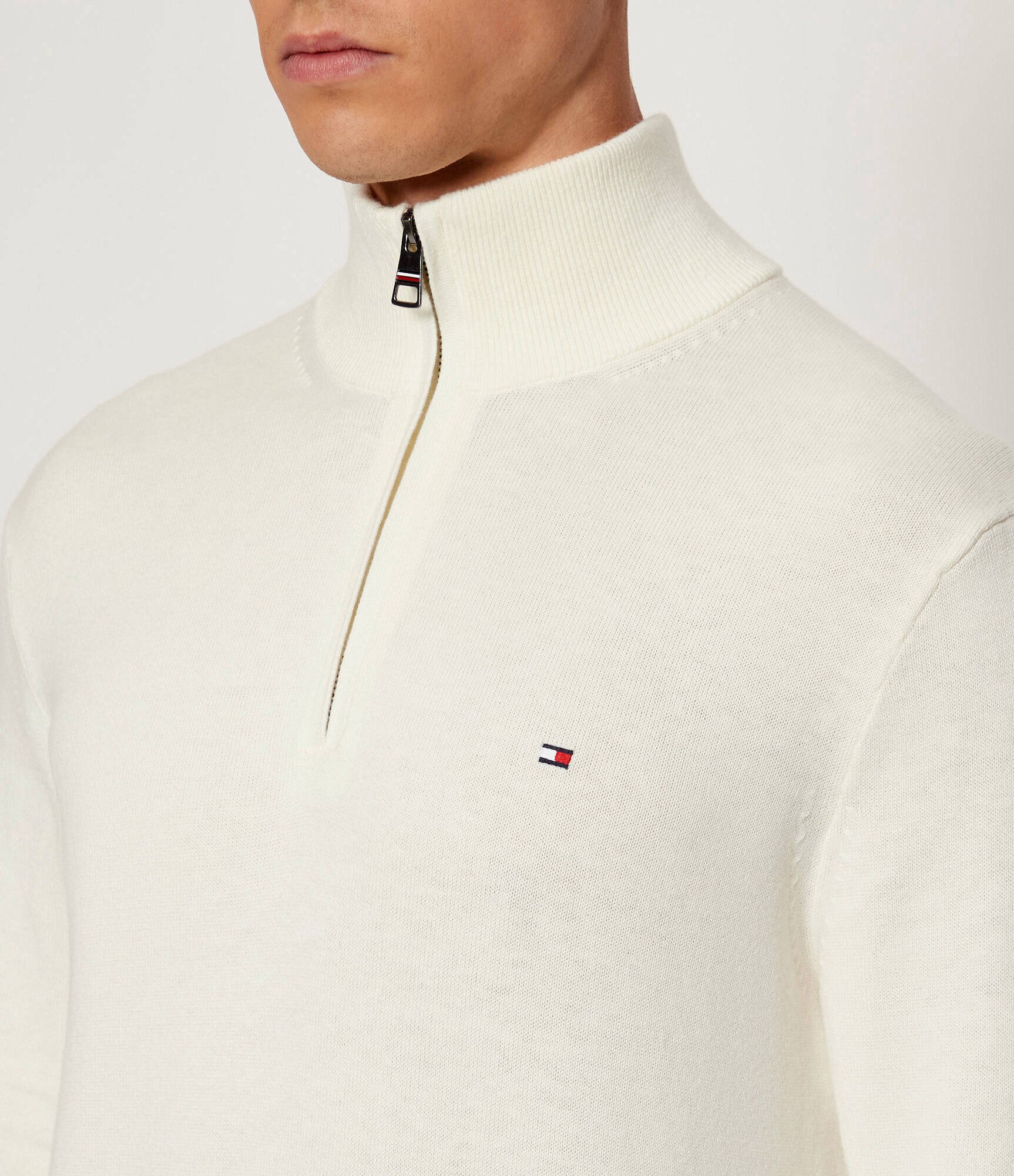 Tommy Hilfiger Pulover ZIP MOCK | regular fit cu adaos de cașmir