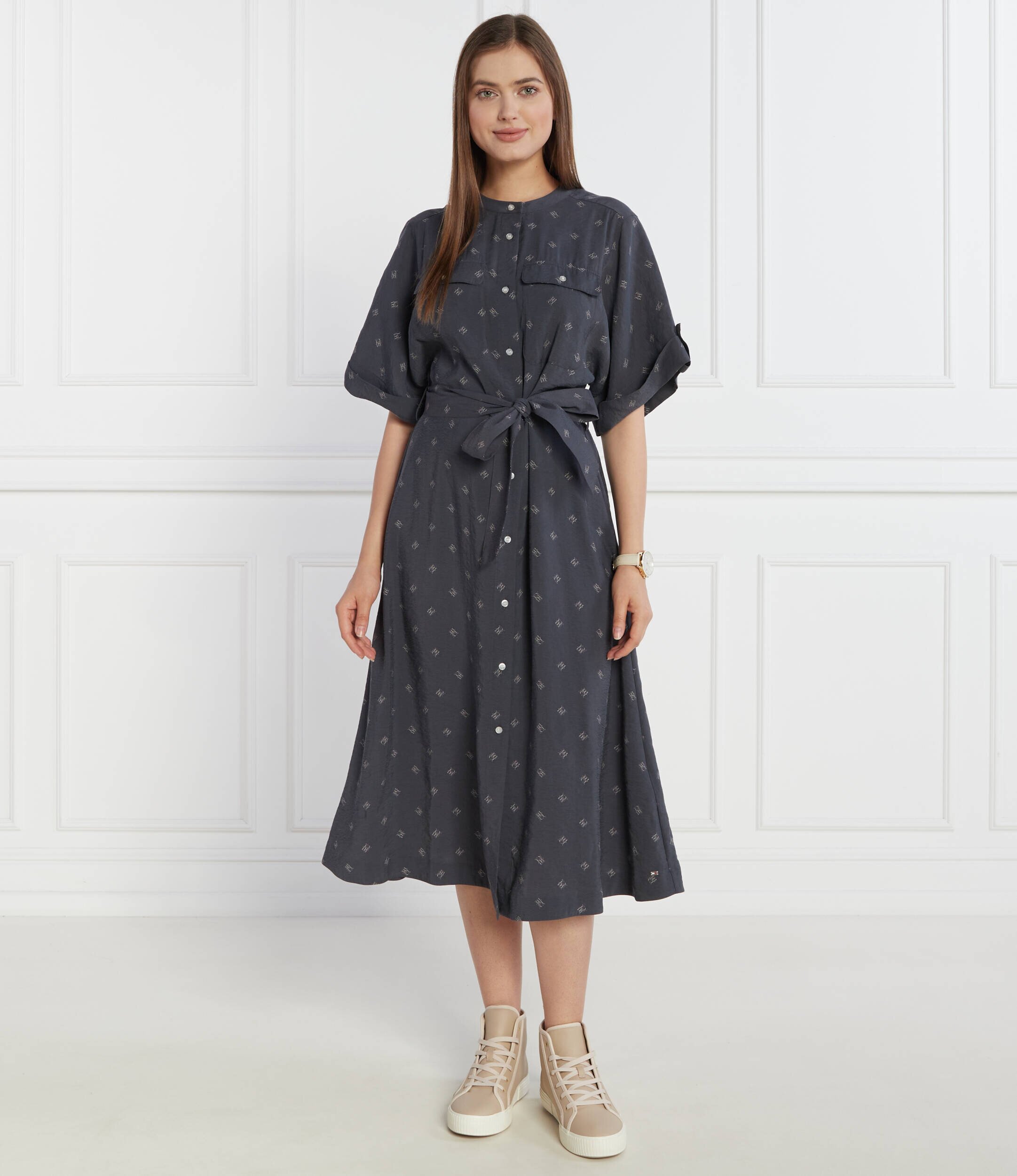 Tommy Hilfiger Rochie cu cordon AMD VIS CREPE SS