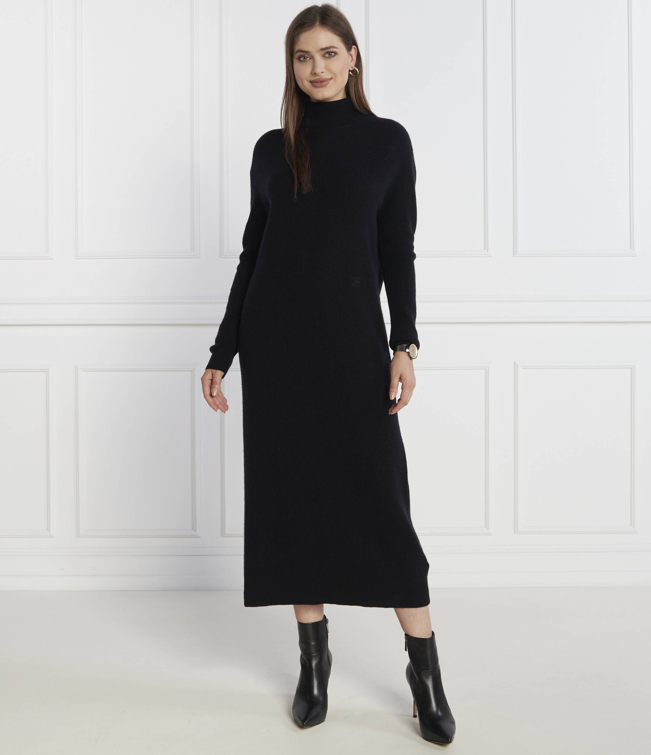 Tommy Hilfiger Rochie MD WOOL CASH ROLL-NK cu adaos de cașmir