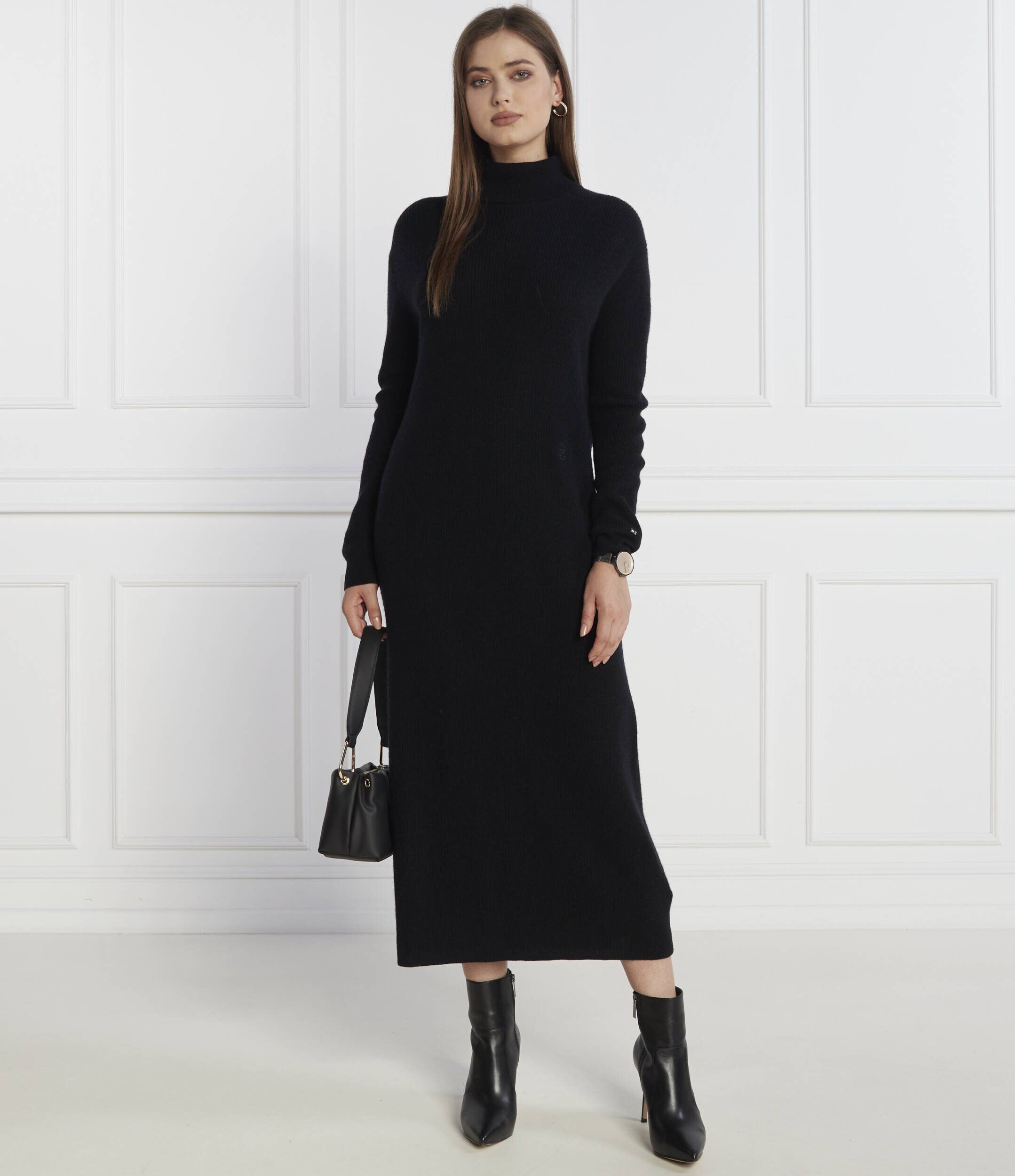 Tommy Hilfiger Rochie MD WOOL CASH ROLL-NK cu adaos de cașmir
