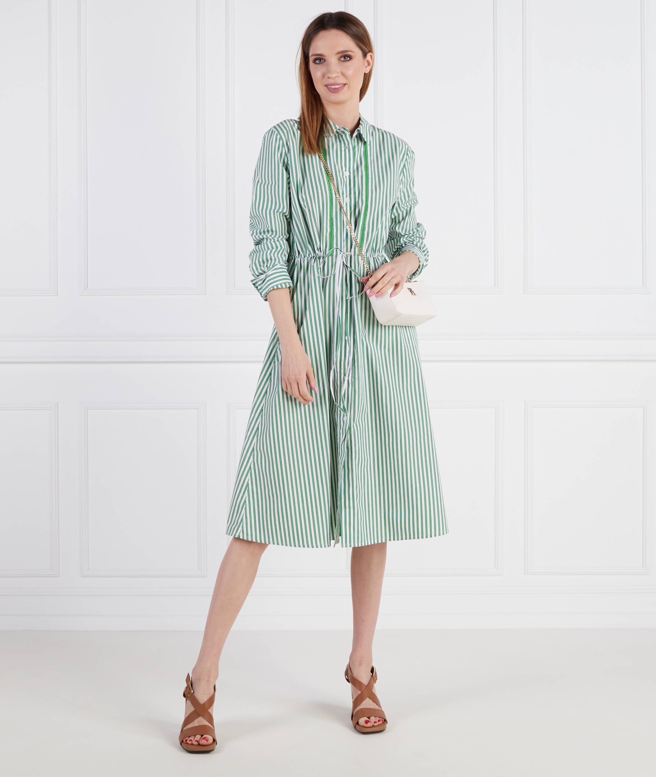 Tommy Hilfiger Rochie ORG CO STRIPE MIDI SHIRT-DRESS