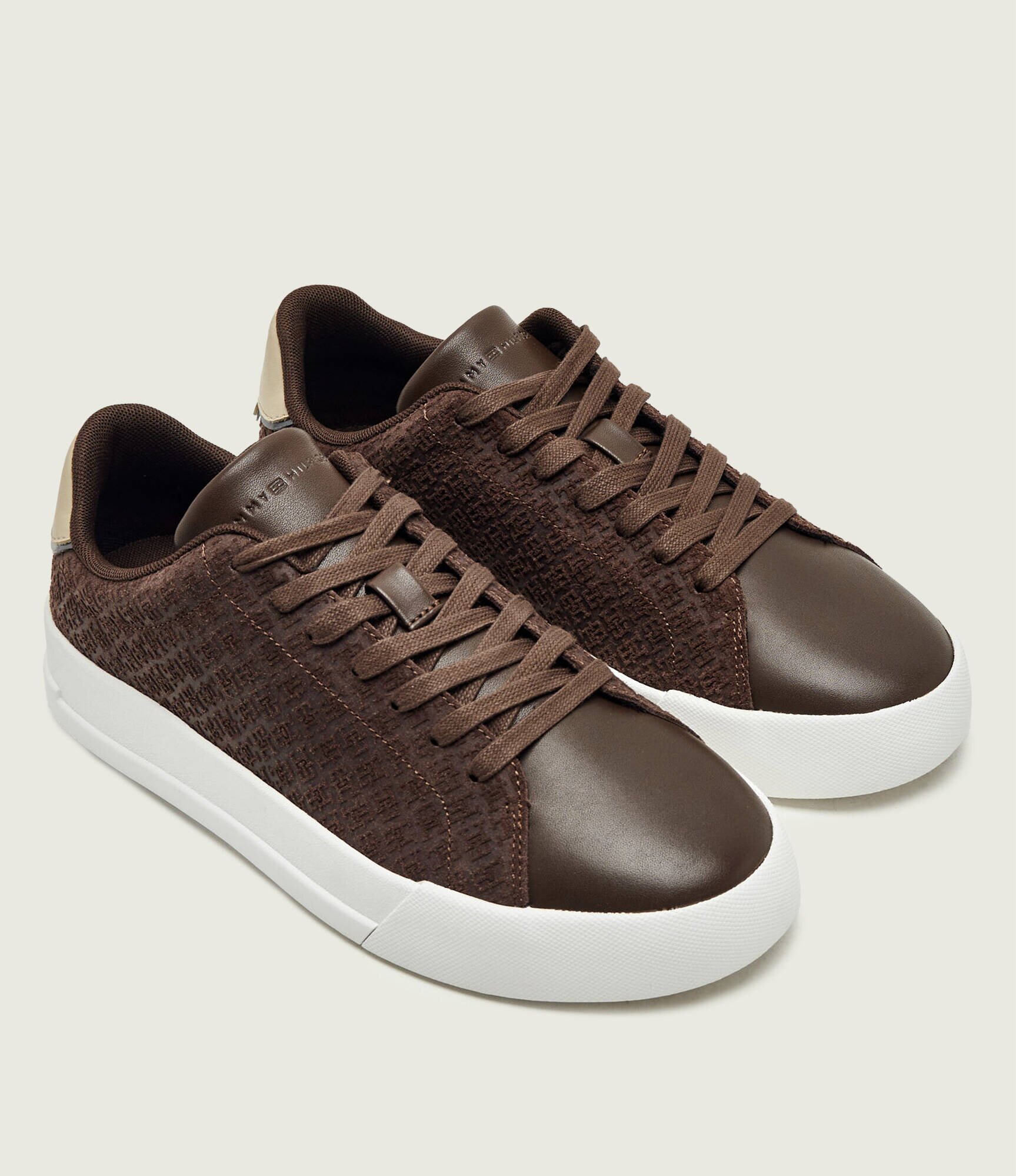 Tommy Hilfiger Teniși din piele TH Court Lth Mix Monogram | piele întoarsă