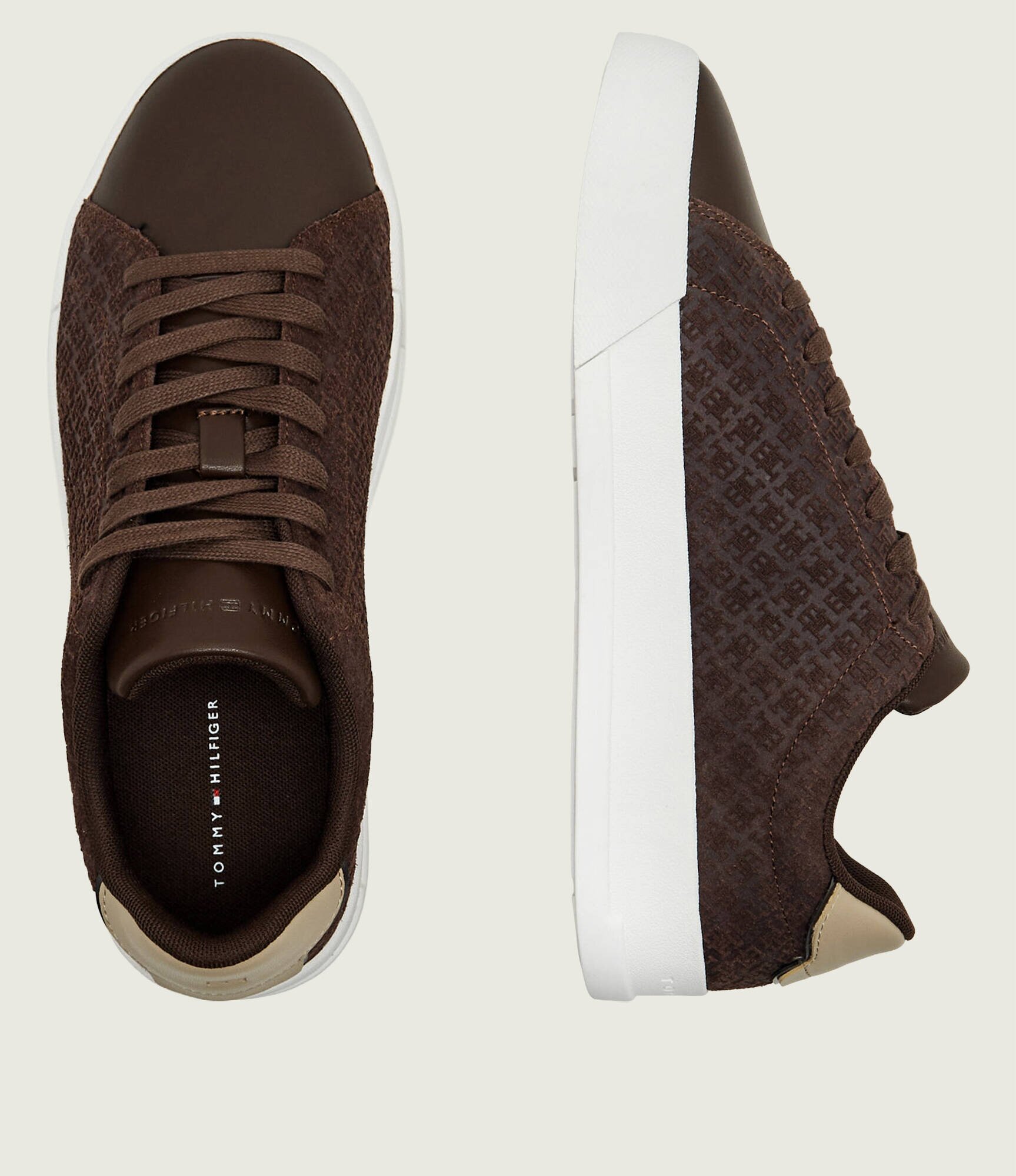 Tommy Hilfiger Teniși din piele TH Court Lth Mix Monogram | piele întoarsă