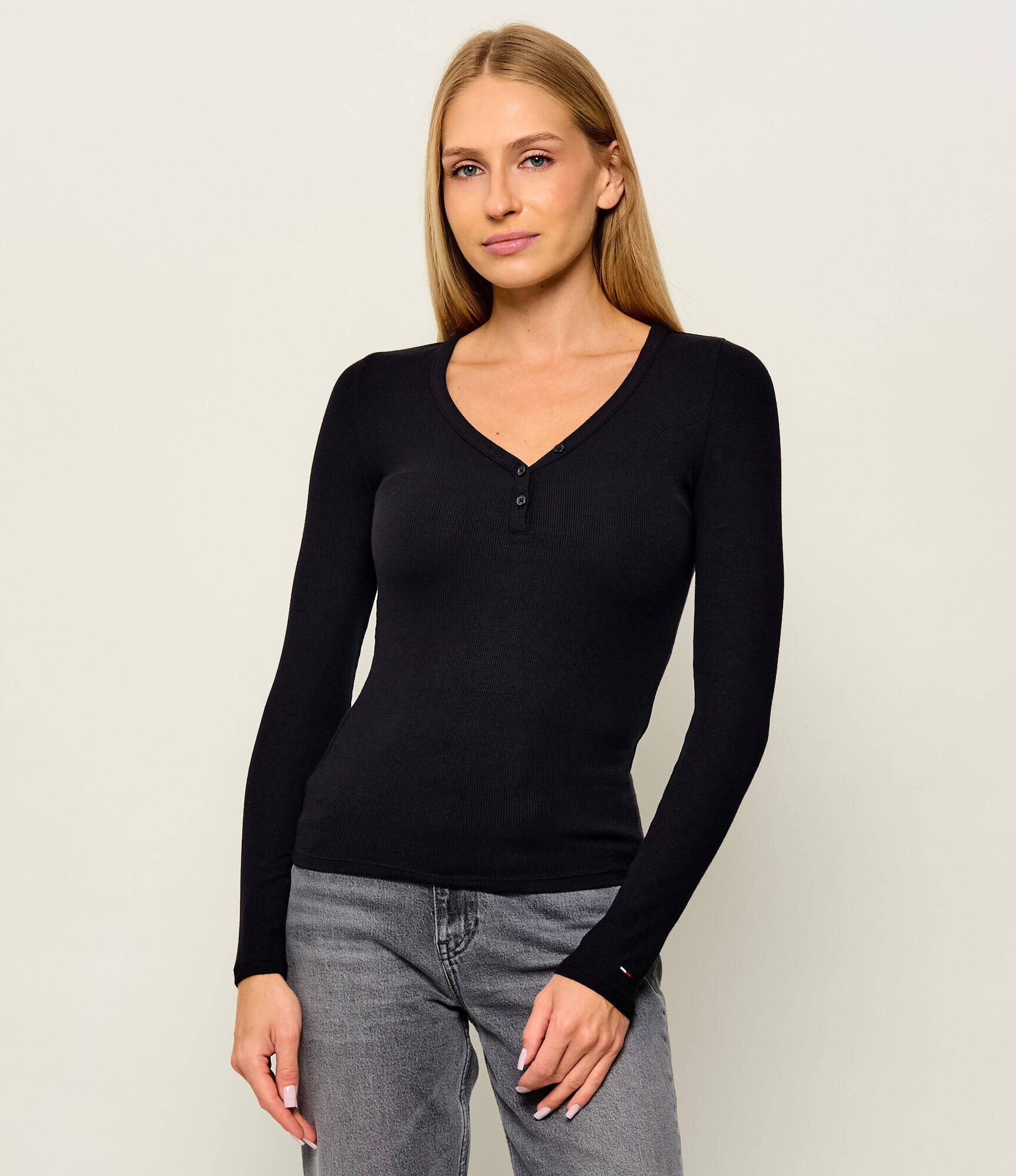 Tommy Jeans Bluză Henley | Slim Fit