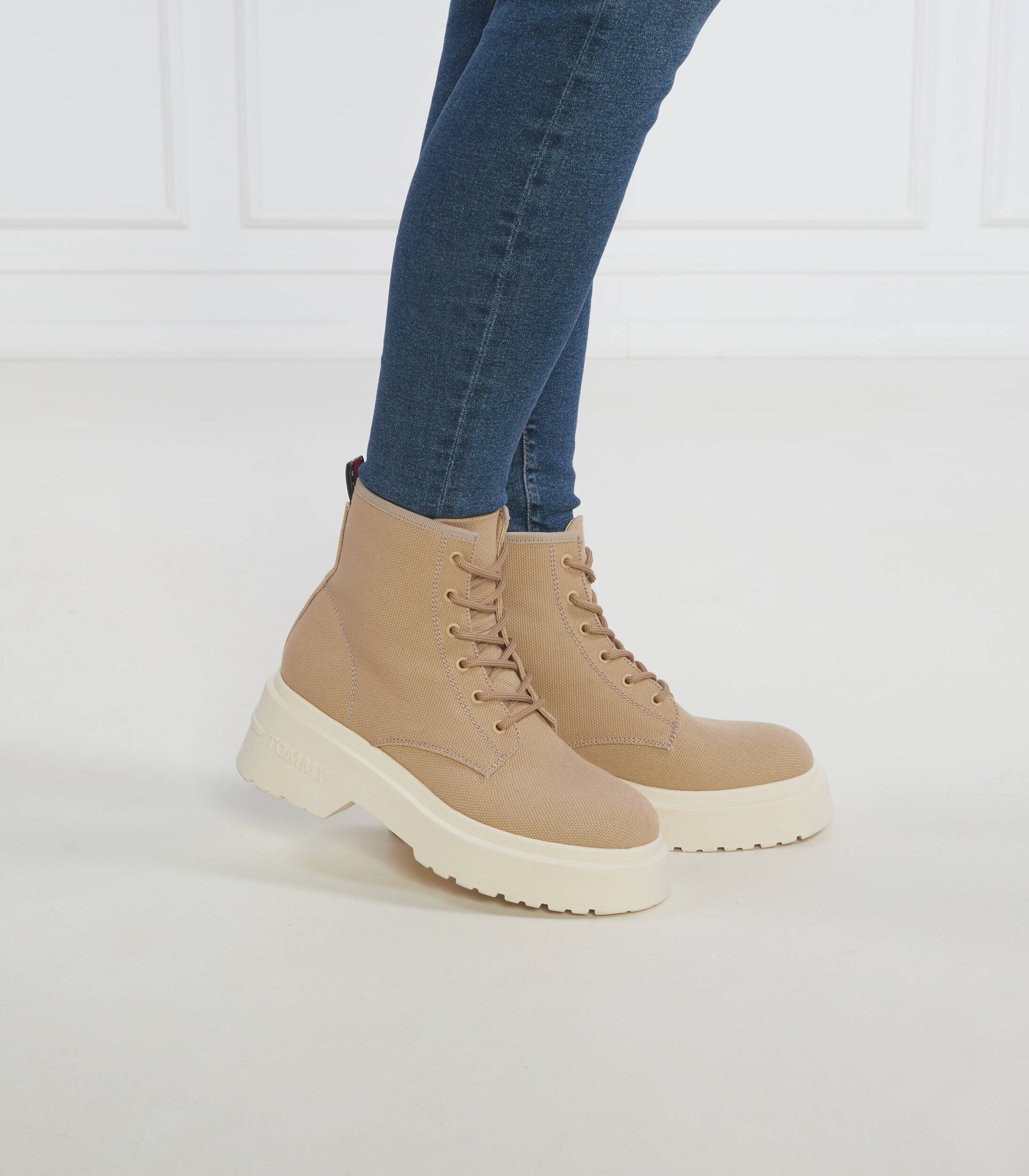 Tommy Jeans Botine cu adaos de piele