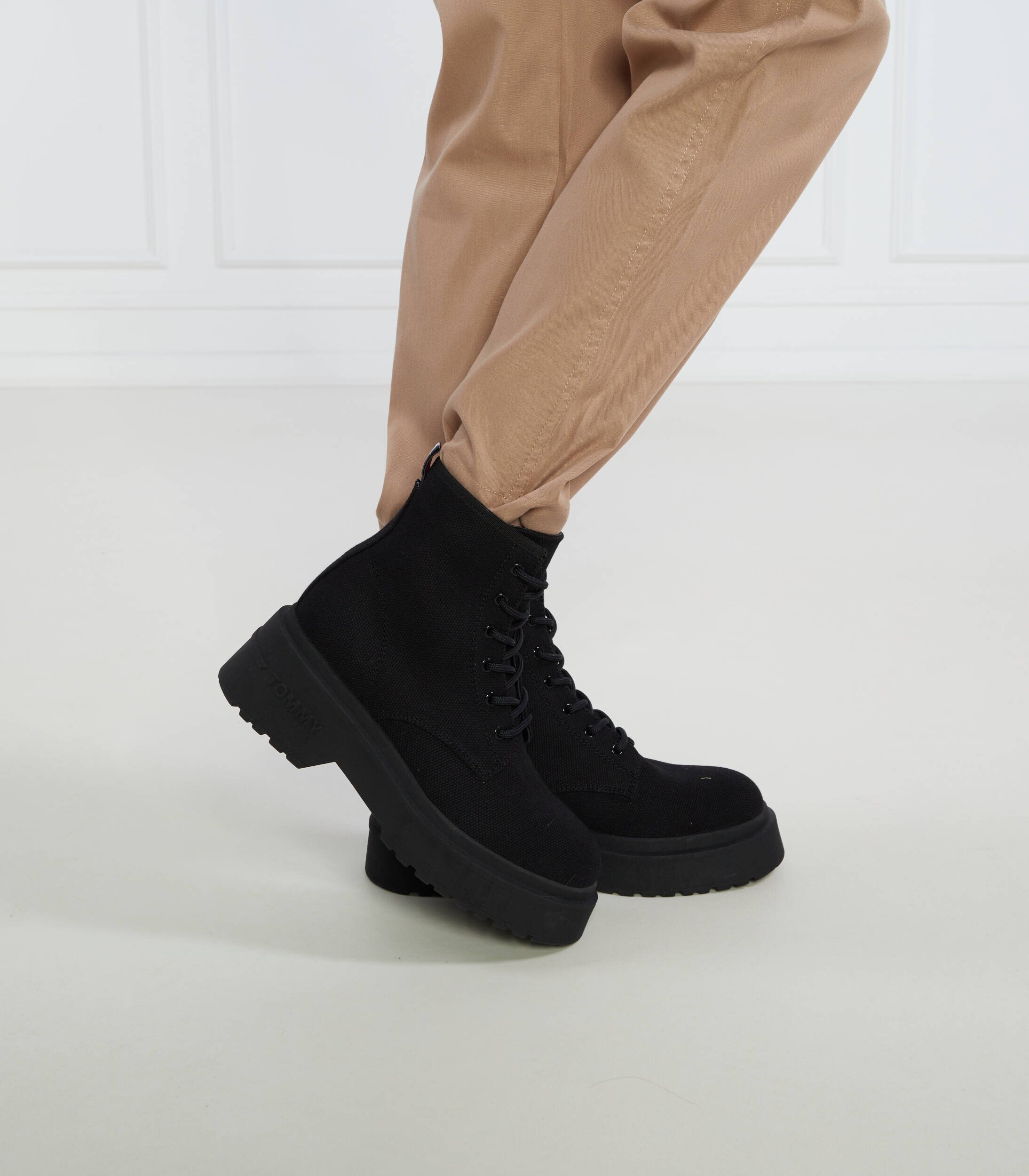Tommy Jeans Botine cu adaos de piele